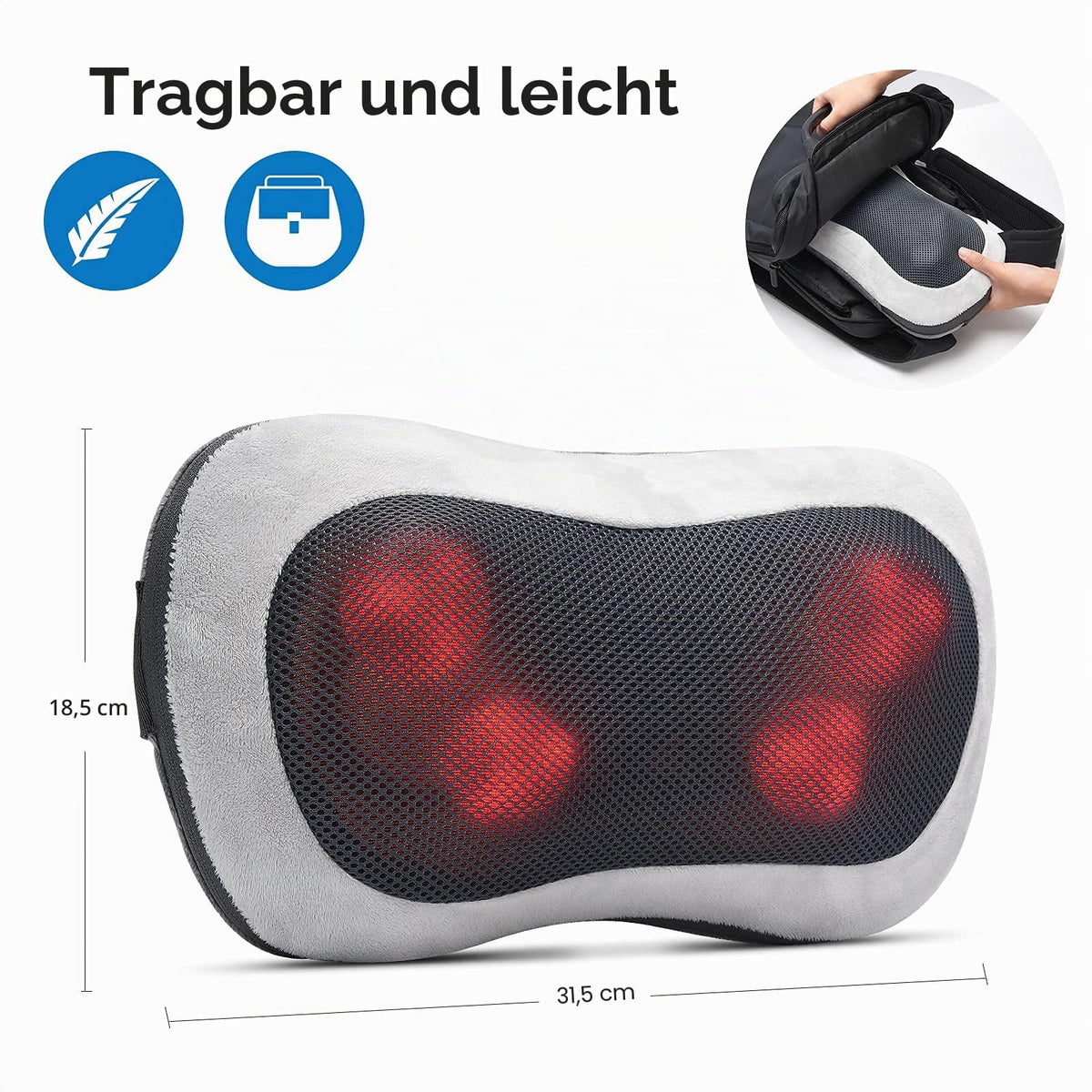 RENPHO Massage Pillow for Back, Neck, Shoulder, Shiatsu Massager - RP-NM068