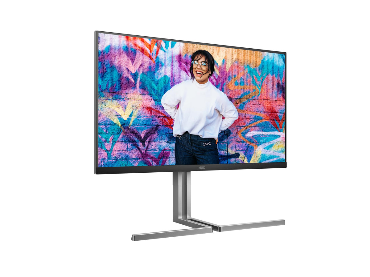 AOC U32U3CV Monitor de 32 inch UHD cu hub USB, 60Hz, panou Nano IPS, 4ms GtG, VESA HDR400, ajustare pe înălțime, difuzoare, (3840x2160 HDMI 2X 2.0 DP 1x 1.4) Negru/Silver