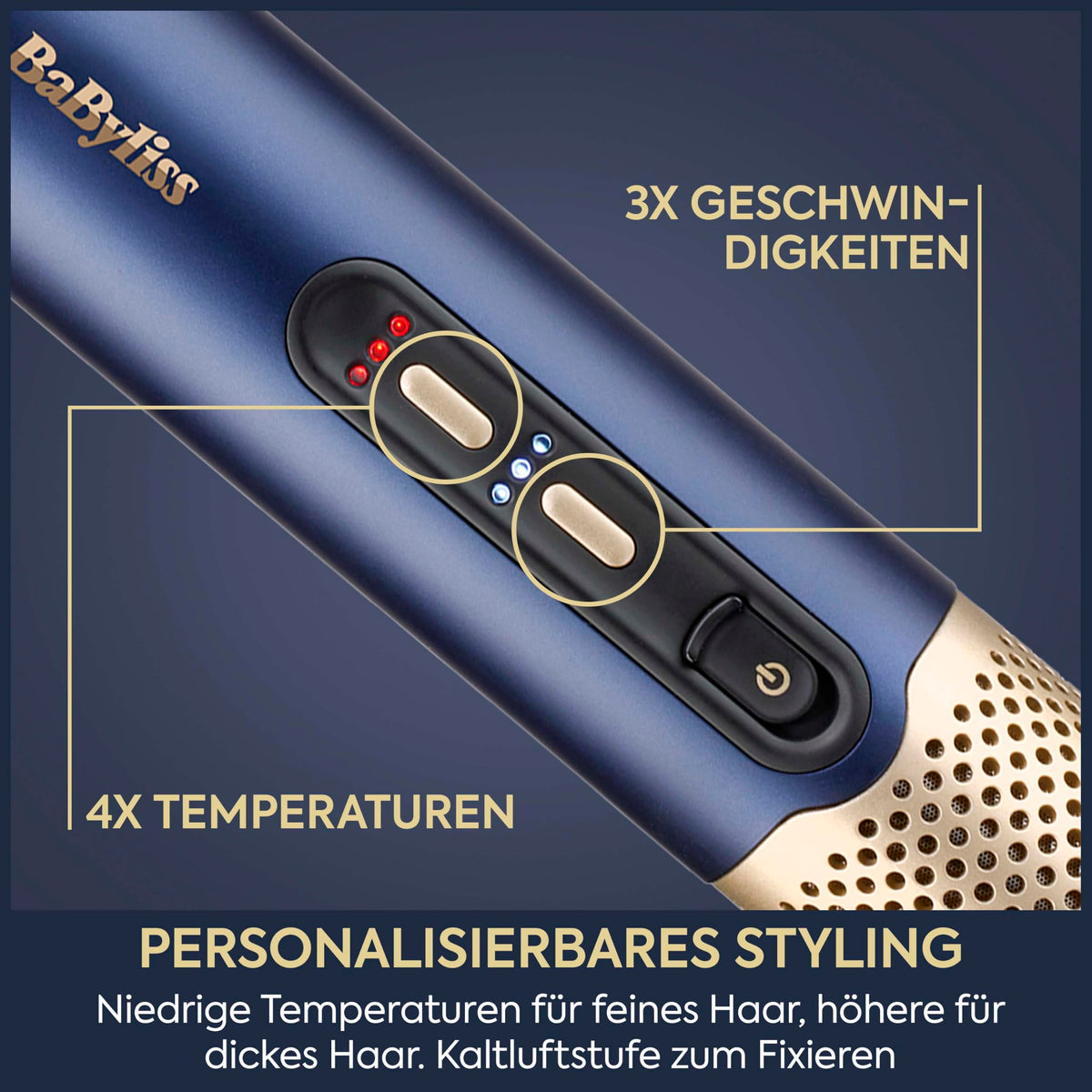 BaByliss Air Wand - Hair Dryer, Straightener and Styler in One, Blue - AS6553E