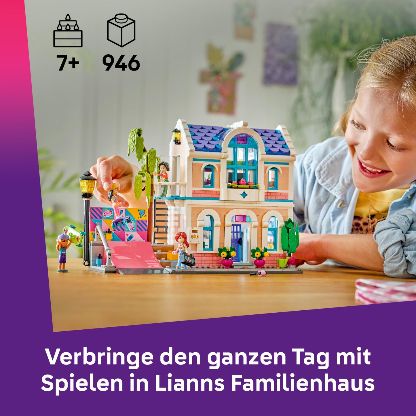LEGO Friends Liann's Family House - Miniature Playset with Garden, 4 Mini Dolls, Axolotl & Gecko Animal Figure and Accessories - Birthday Gift for Girls Ages 7 and Up - 42687