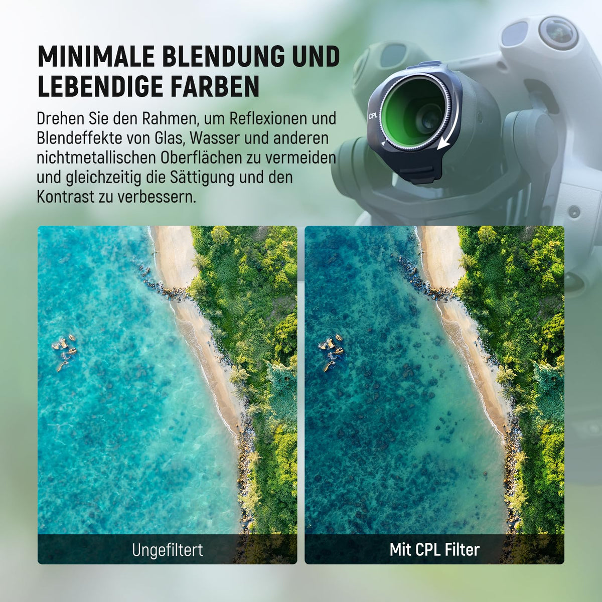 NEEWER CPL ND Filter Set Compatible with DJI Mini 5 Pro (CPL/ND8/ND16/ND32/ND64/ND128), 6-Pack, Snap-On Circular Polarizer Neutral Density Lens Filters, Multi-Coated Accessories for Drone Camera - FL-C69