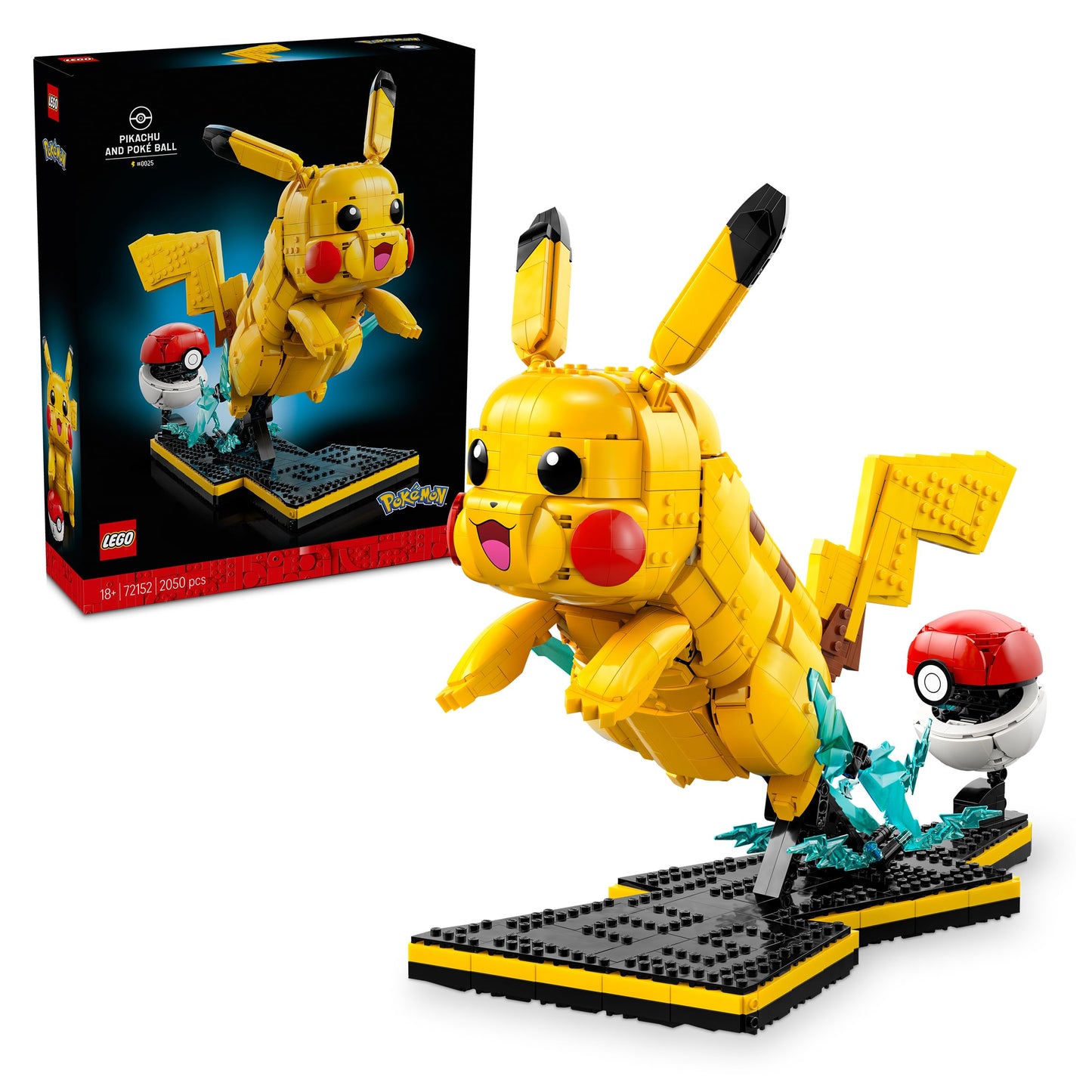 LEGO Pokémon Pikachu and Poké Ball - building set for adults - model building with movable anime figure and dynamic stand - DIY decoration for room or desk - gift for gaming fans - 72152