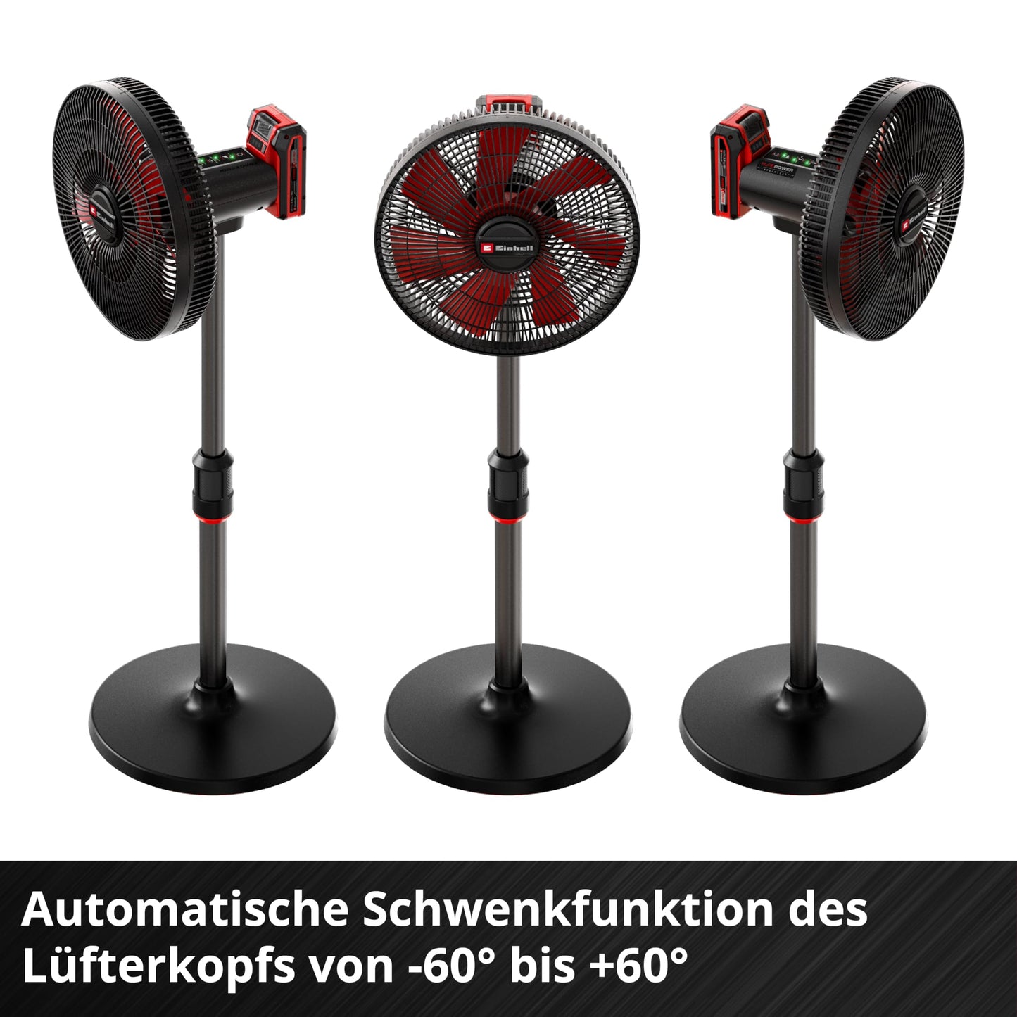 Einhell cordless fan GE-CF 18/320 P Li-Solo Power X-Change (18 V, stand fan, 4 speed levels, automatic swivel function, height adjustable, without battery) - 3408071