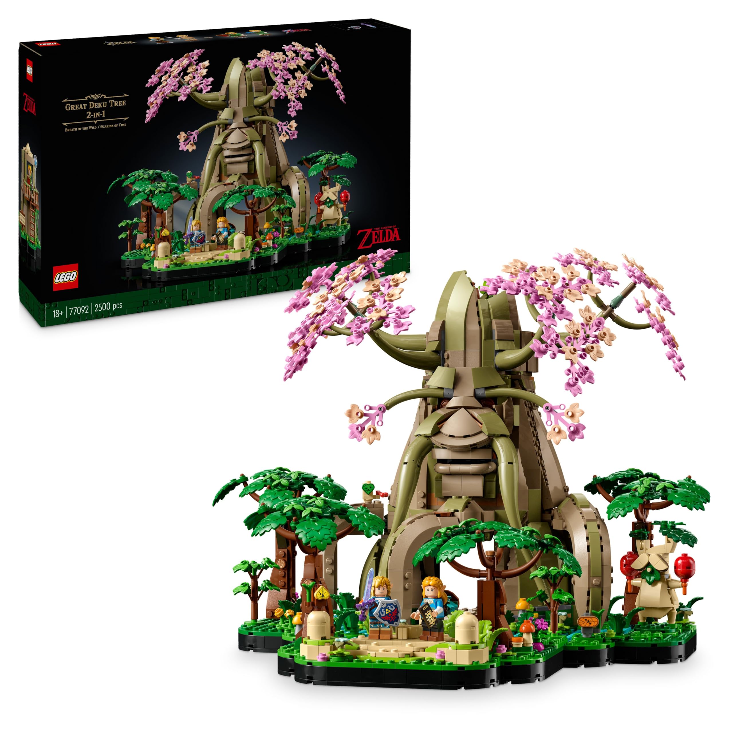 LEGO The Legend of Zelda Deku Tree 2-in-1 - collector's item to display with Princess Zelda & 3 Link minifigures - building set for adults & gift idea for video game fans - 77092