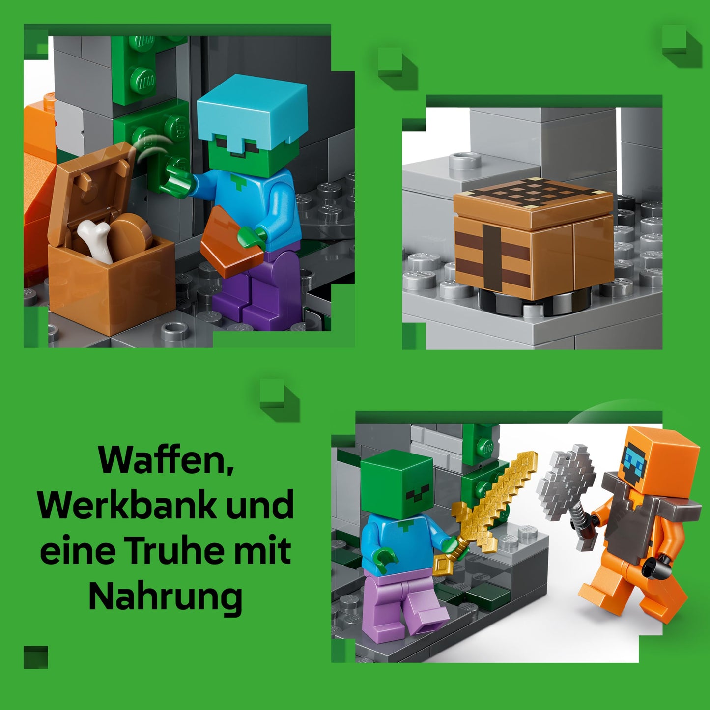 LEGO Minecraft Zombie Dungeon - building toy for role-playing games - Minecraft playset for boys and girls aged 8 and up with 3 zombies, a warrior and video game accessories - 21587