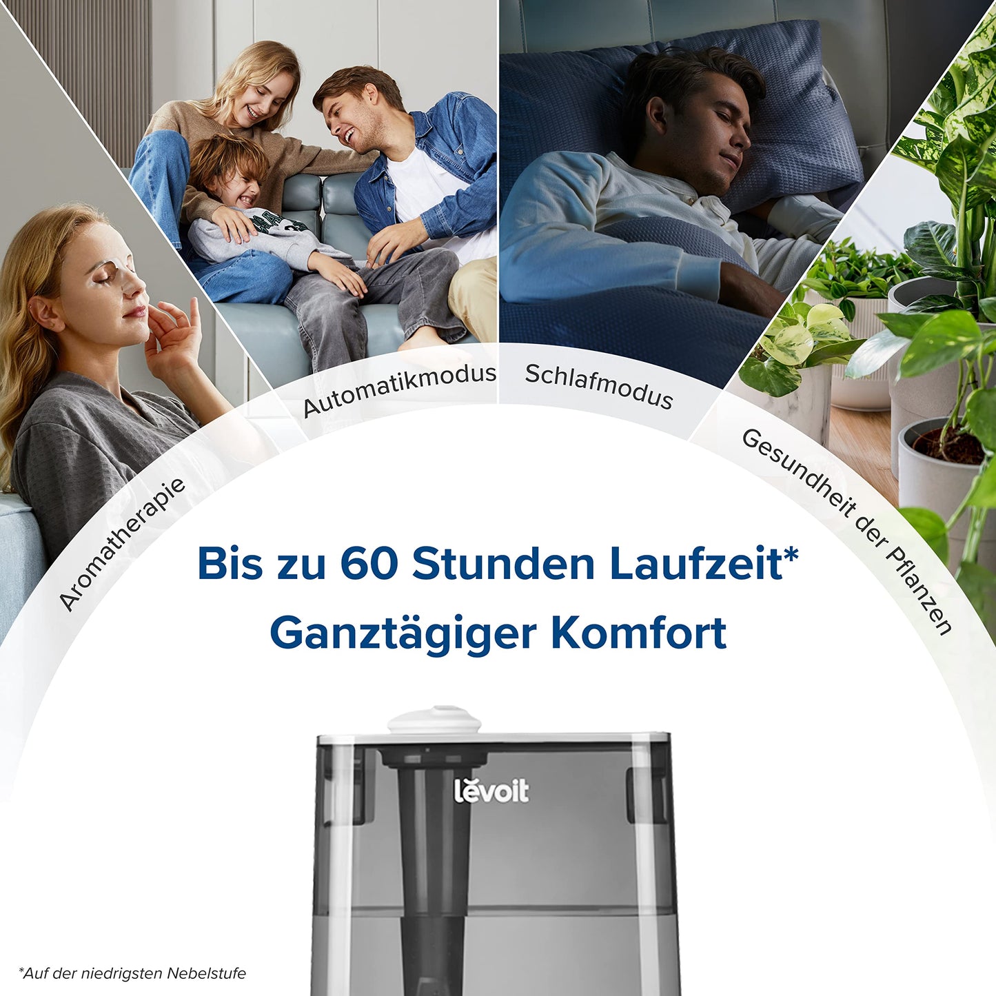 Levoit Smart humidifier for large rooms, top-fill humidifier, with APP & Alexa control, up to 47m², quiet room humidifier for bedrooms, children's rooms, plants, auto shut-off, 6 L, gray - Classic