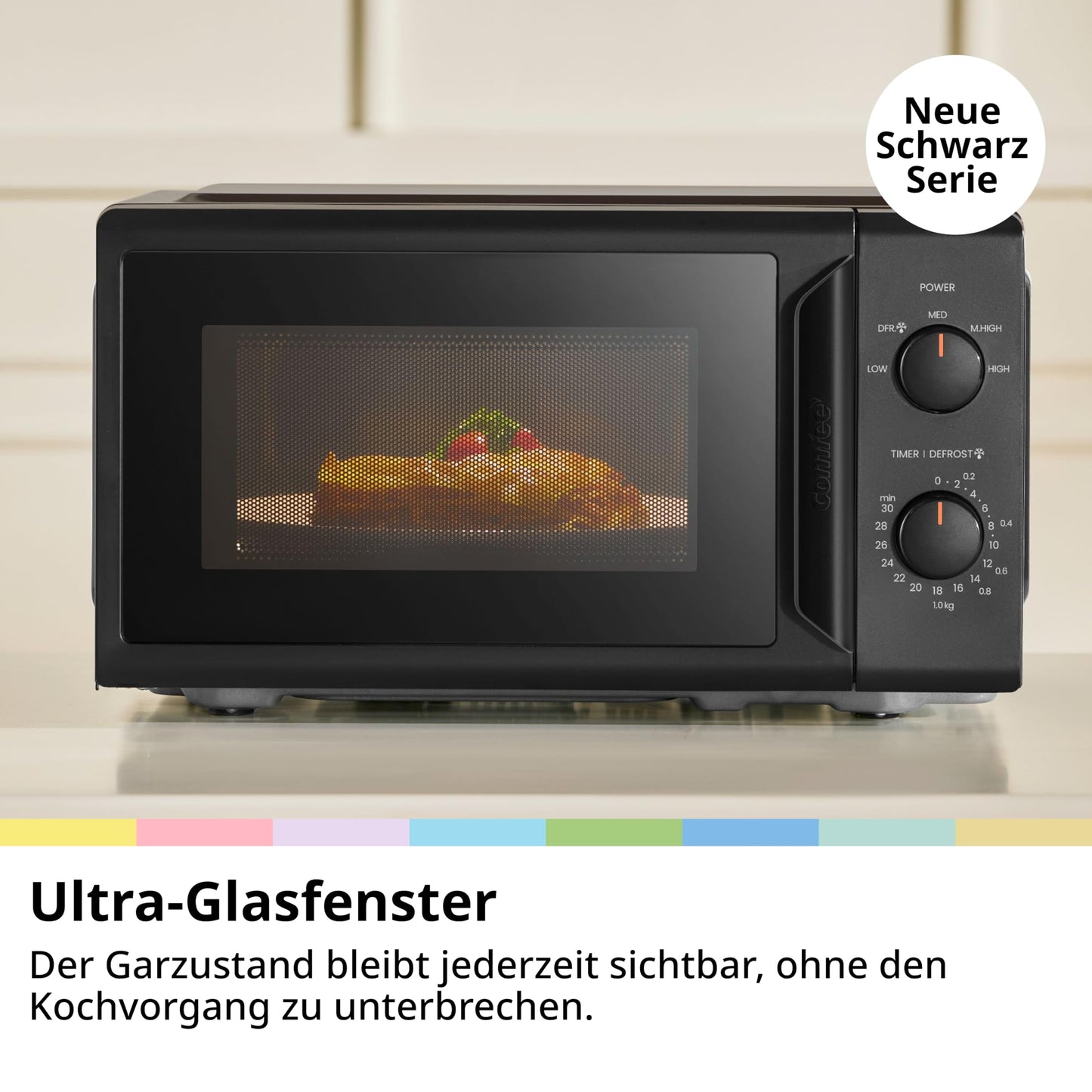 Comfee CMO-MP012ND(BK) Freestanding microwave, 20L compact in black, 700W small microwave with 5 power levels, turntable, defrost function for singles, student dormitories & small kitchens