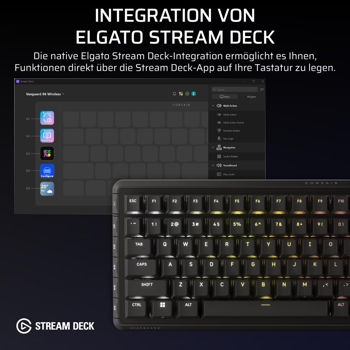 Corsair Vanguard 96 Wireless Mechanical RGB Gaming Keyboard – Negru - CH-91F901E-DE