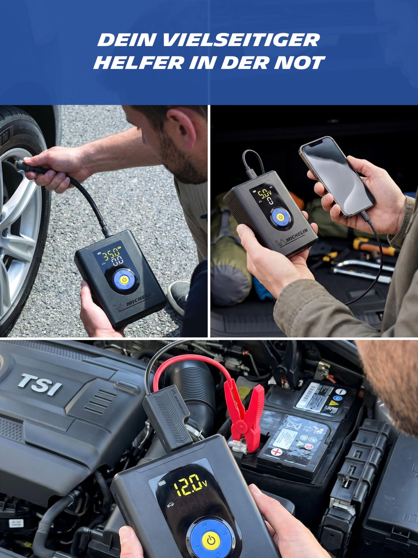 MICHELIN Air Power Max Hybrid battery compressor with jump starter & power bank - 61013