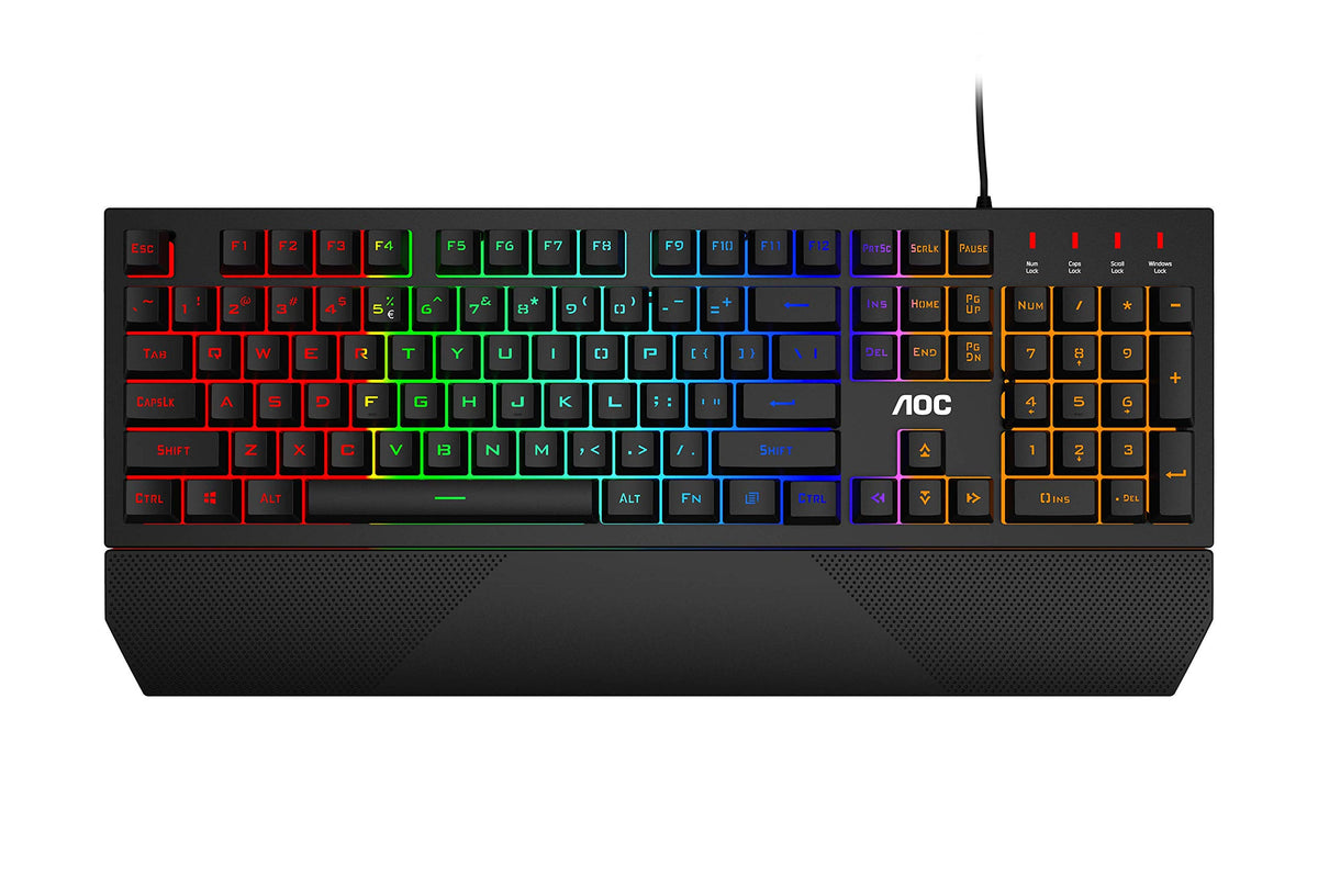 AOC GK200 Tastatur pentru gaming - Tastatură PC cu layout german, 25 de taste anti-ghosting, 25-N-Key-Rollover și cablu de 1,8 m lungime. - Keyboard