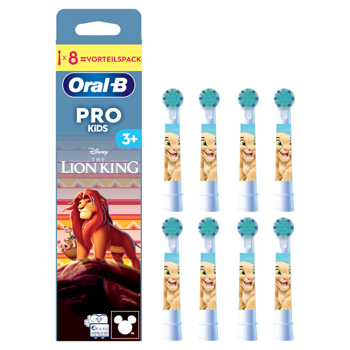 Oral-B perii de schimb Pro Kids 3+ Disney Regele Leu, Alb, 8 bucăți - 8006530035835
