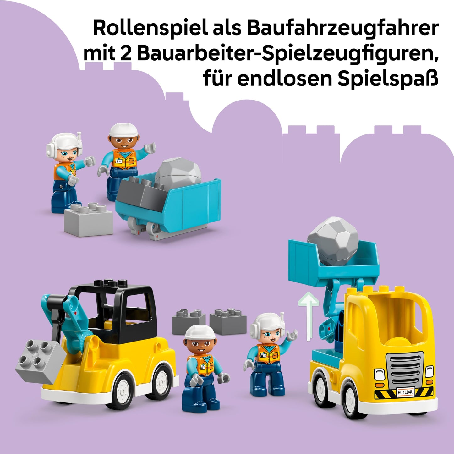 LEGO DUPLO 3-in-1 construction vehicles - educational Montessori toy for toddlers with truck, excavator and wheel loader - birthday gift for boys and girls aged 2 and up - 10475