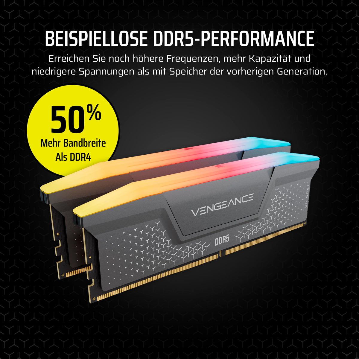 Corsair Vengeance RGB RS DDR5 32GB (2 x 16GB) Up to 5600MHz AMD Intel RAM - CMG32GX5M2B5600Z40