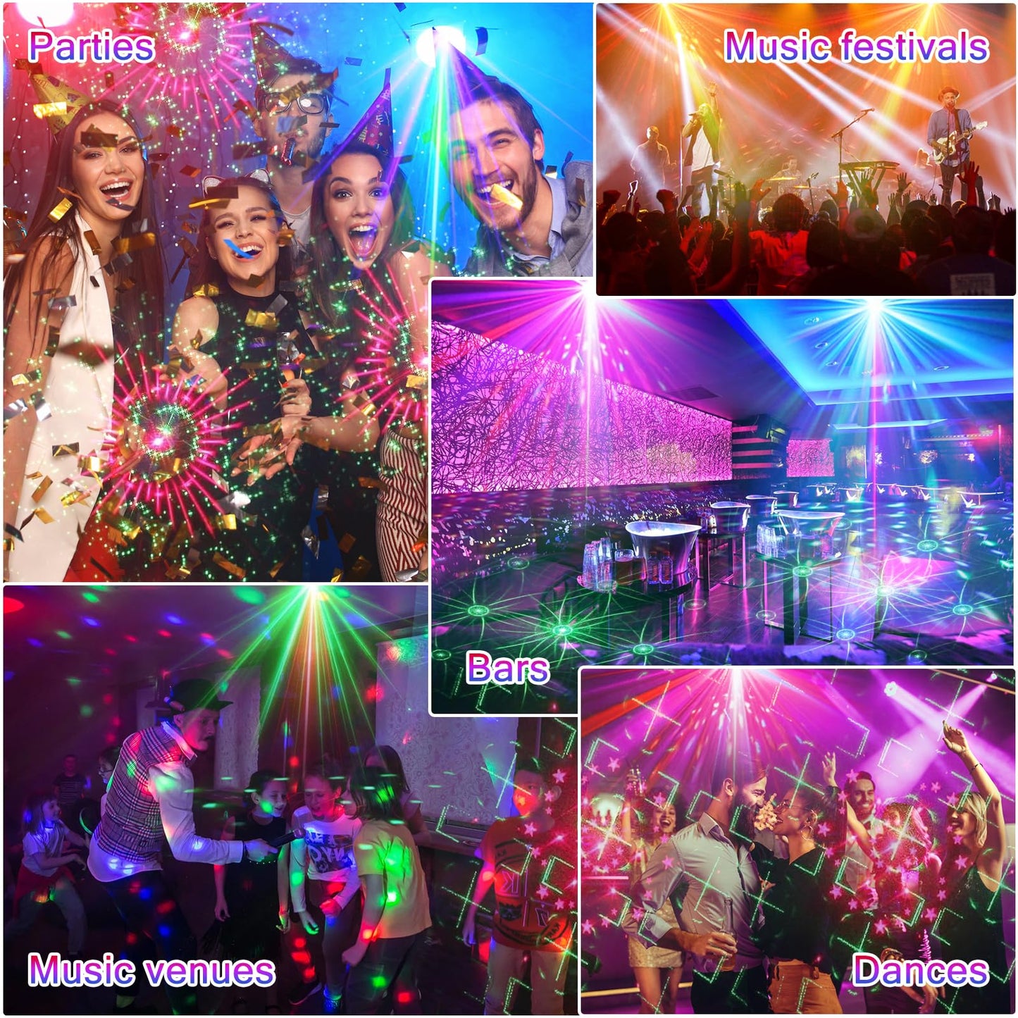 Tyonto Wireless Disco Ball Party Light 4500 mAh Battery Music Controlled Disco Light Party Light 60 Different Patterns Strobe Effect with Remote Control and 2M USB (Battery Version, Black) - 60-BT