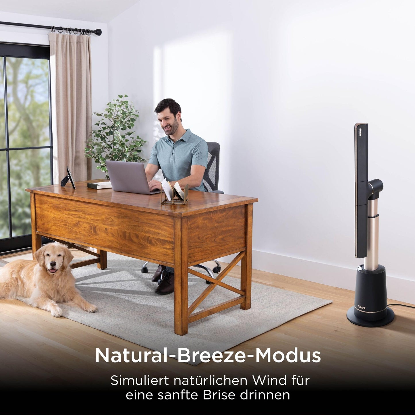 Shark TurboBlade Tower Fan, Quiet, High Speed System, Air Circulation up to 20 Meters, 10 Speeds, 180° Oscillation, Remote Control, Timer, Easy Cleaning, Anthracite TF200SEU