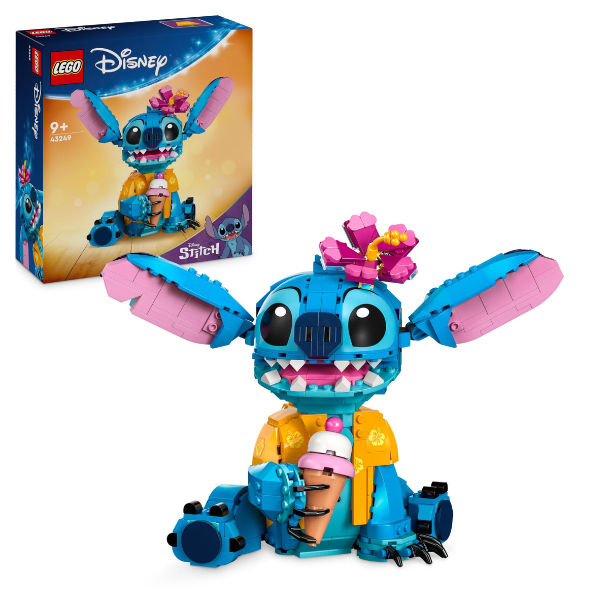 LEGO | Disney Stitch Jucărie - Figură pentru joacă și colecționat cu un cornet de înghețată și o floare decorativă - Cadou pentru fete, băieți și fanii filmului Lilo & Stitch de la 9 ani - 43249