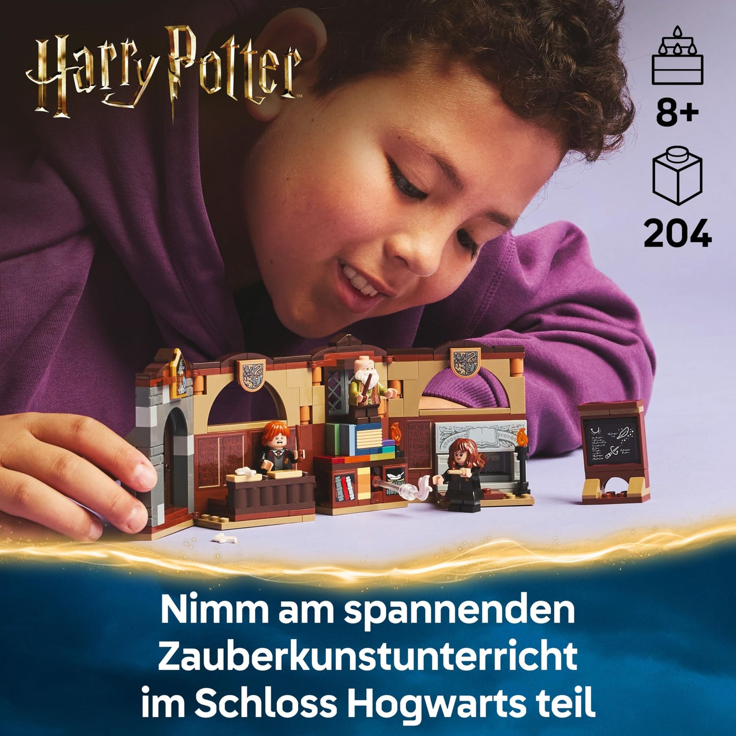 LEGO Harry Potter Hogwarts Castle: Magic Lessons, set with 3 minifigures, including Hermione Granger & Ron Weasley, Wingardium Leviosa function, toy for girls & boys aged 8 and up 76442