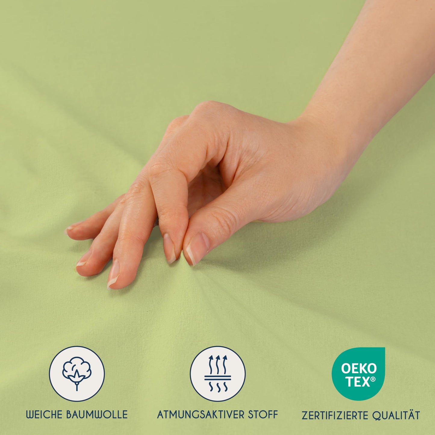 Dreamzie - fitted sheet 200x200cm - cotton Oeko Tex certified - green - 100% jersey fitted sheet 200x200 - DHC_200x200_Gn_2