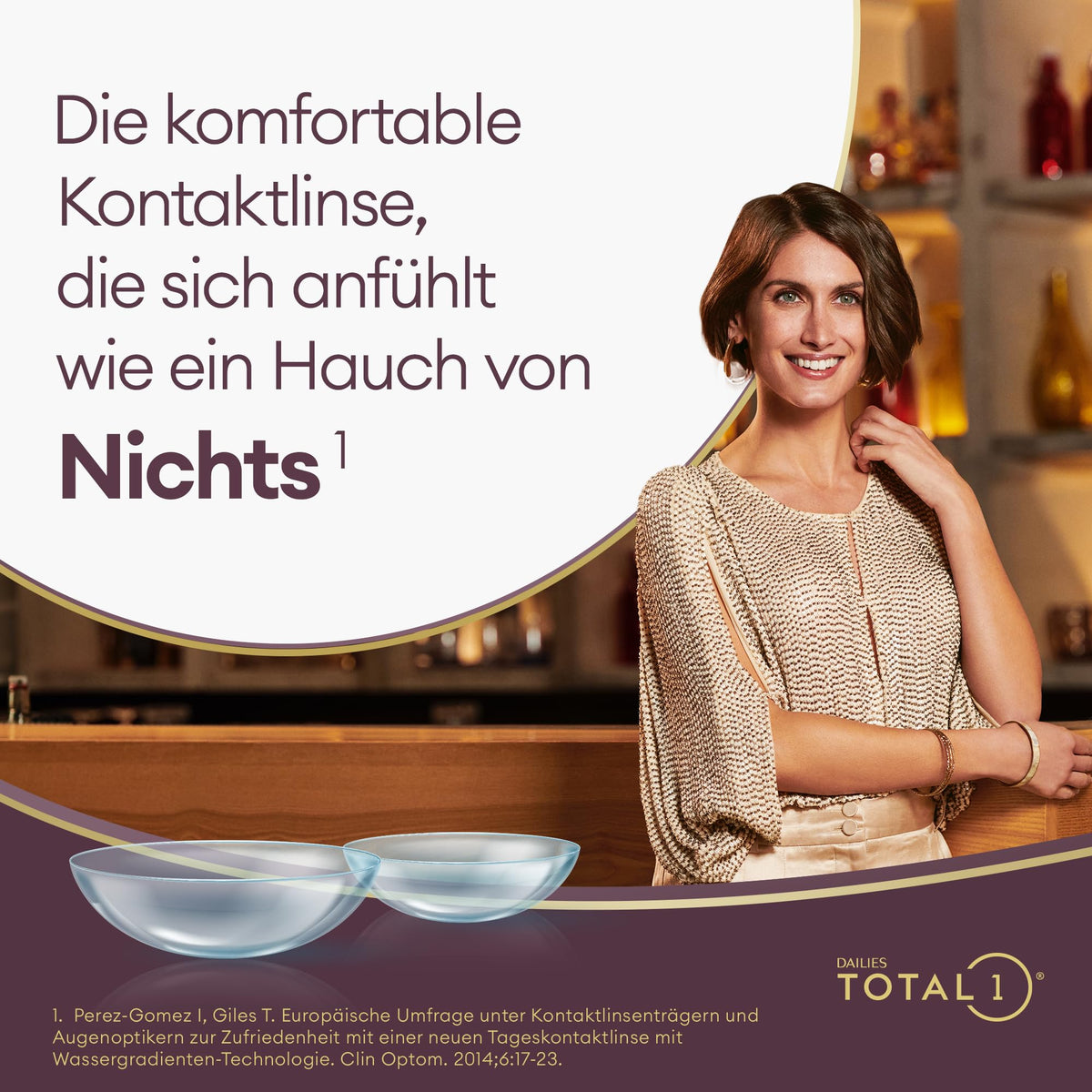 Dailies Total 1 lentile de zi moi | 90 bucăți | BC 8.5 mm | DIA 14.1 mm | -01.75 dioptrii - 10075061