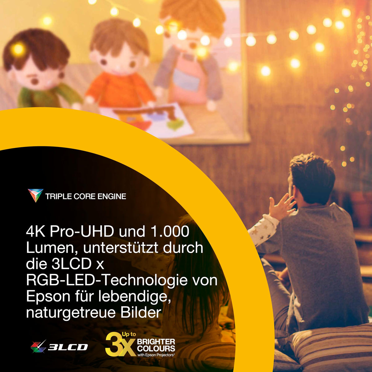 Epson EF-72, 4K-PRO-UHD Smart TV Projector, portable, 1,000 Lumens, Sound by Bose, Google TV, 150 inches - V11HB76640