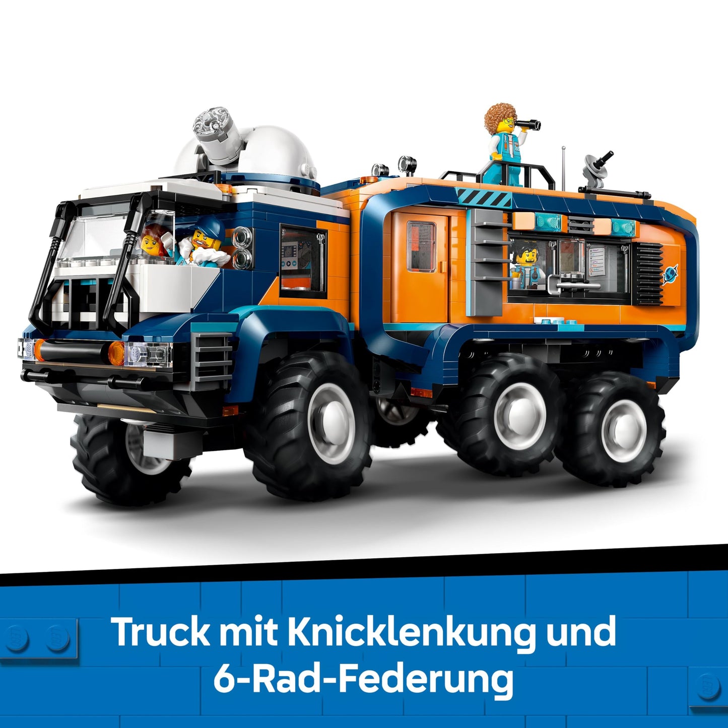LEGO City Arctic truck with laboratory - building and play set - exploration vehicle with steering and suspension - including snow scooter, 5 mini figures and 3 wolf figures - gift for boys aged 8 and over - 60471