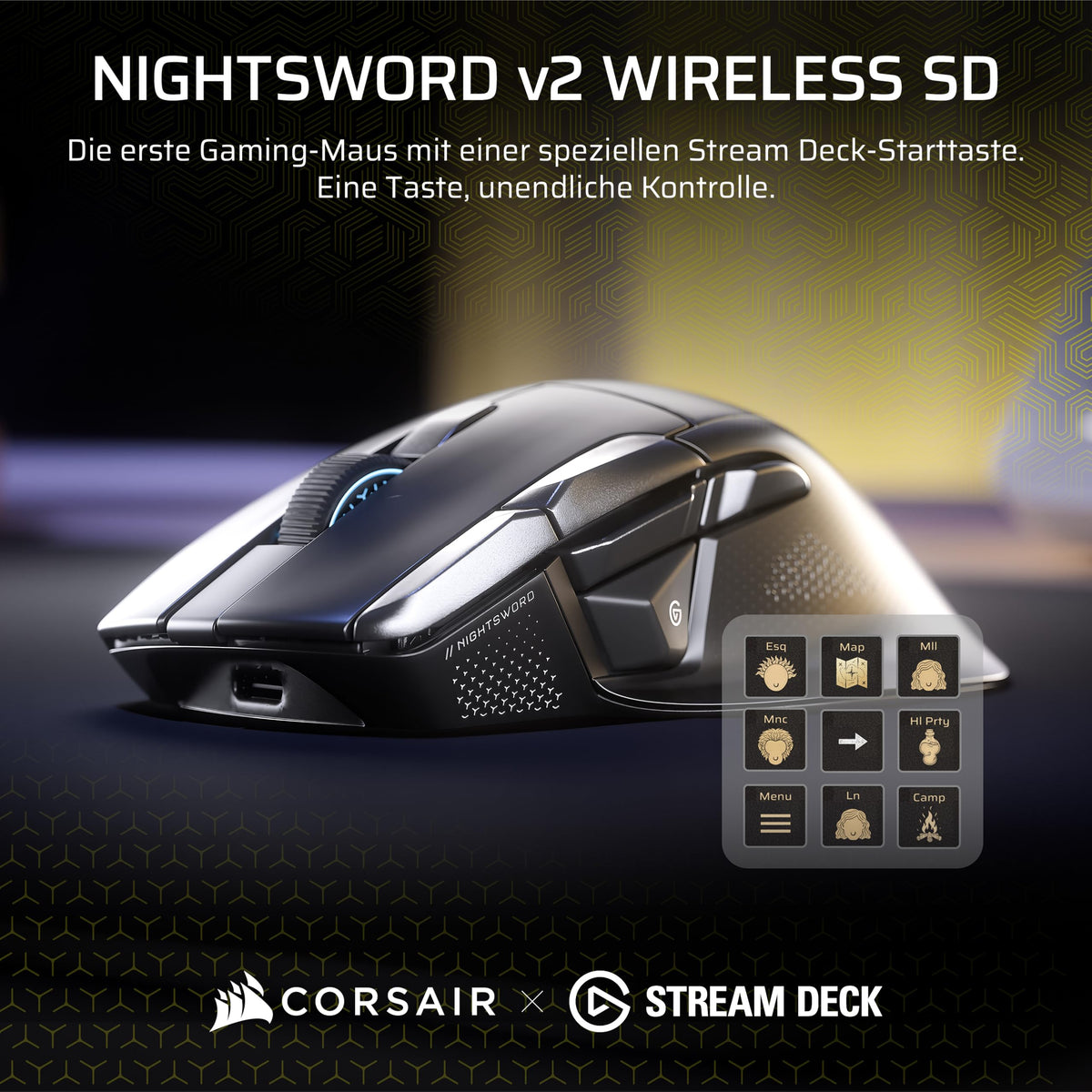 Corsair NIGHTSWORD v2 Wireless SD Gaming Mouse – Black - CH-931E010-WW