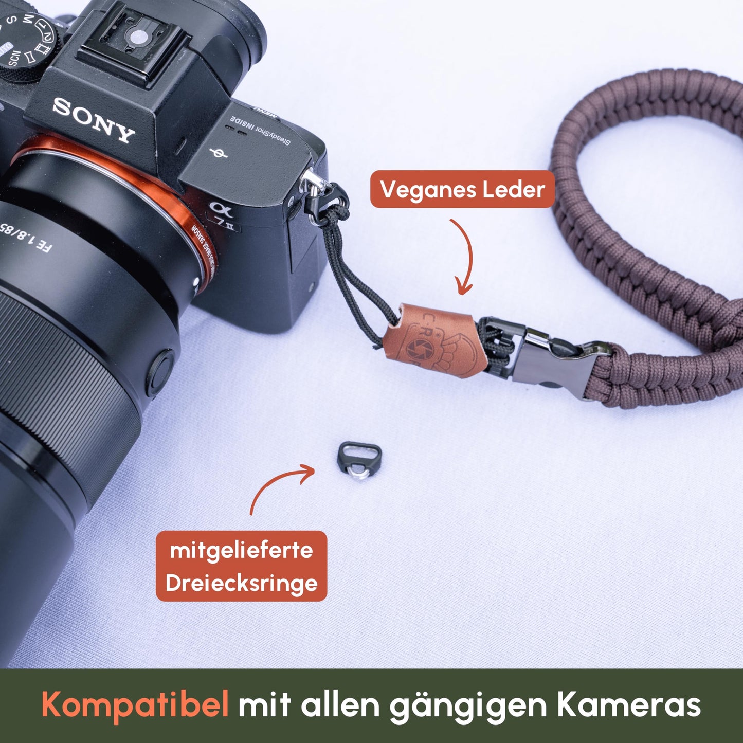 C-Rope camera hand strap The Claw made of hand-woven paracord. Camera strap with quick release system (Dark Coffee) - CRP-CLW-030-DCF