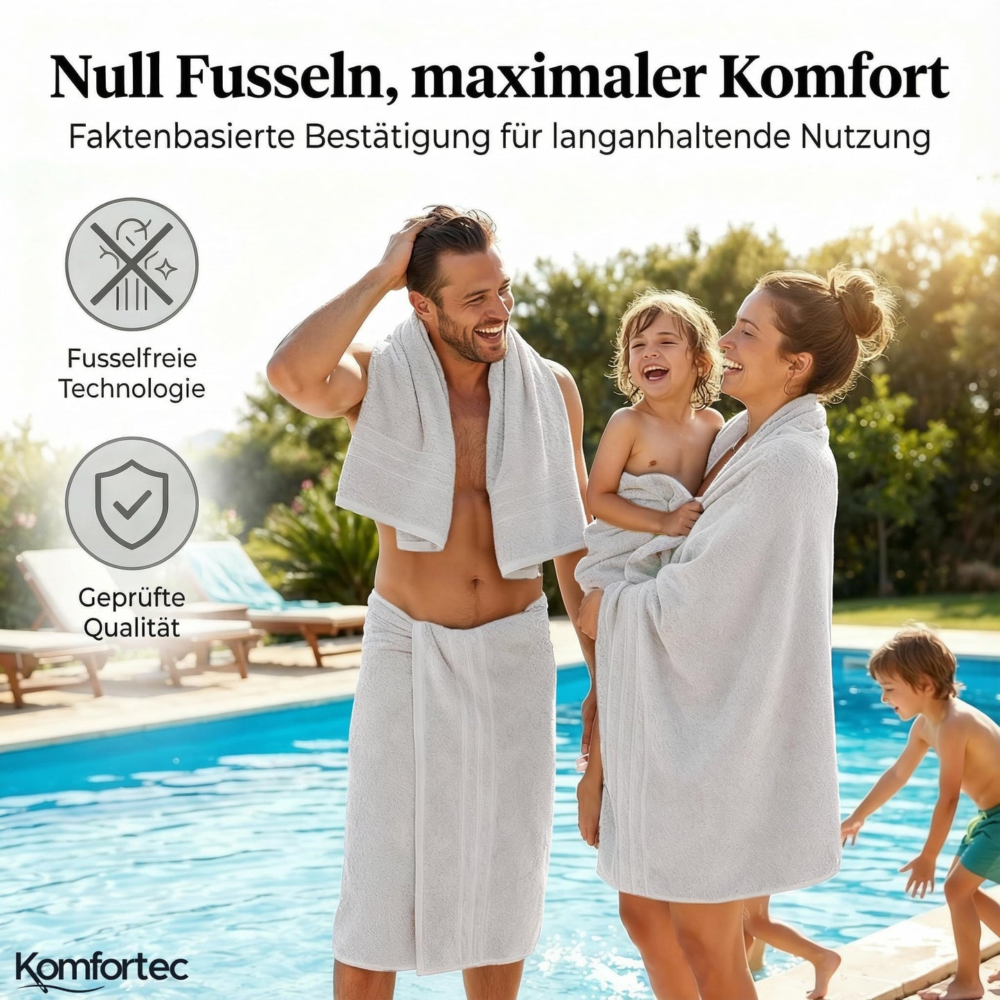 Komfortec set of 8 towels, 4 bath towels 70x140 cm & 4 hand towels 50x100 cm, 100% cotton terry cloth, fluffy and absorbent, white - 4er-50x100-und-4er-70x140-weiß-amz
