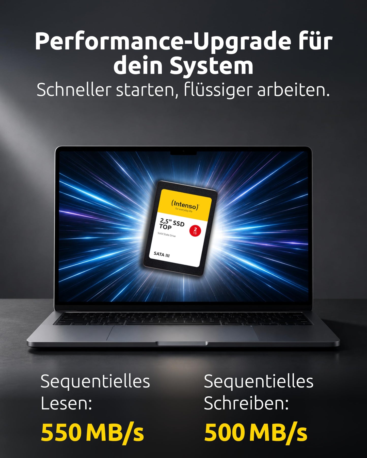 Intenso Internal 2.5" SSD SATA III Top, 2 TB, 550 MB/seconds, Black - 3812470