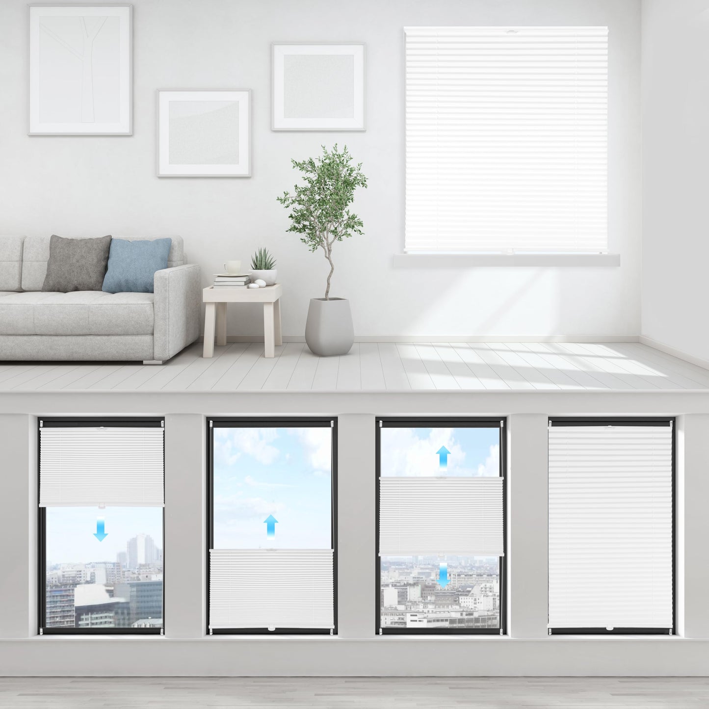 Sekey pleated blinds without drilling, non-woven fabric window pleated blinds Klemmfix blinds 80 cm wide, tensioned translucent sun protection window blind, 80 x 100 cm, white non-woven fabric - BL-A131