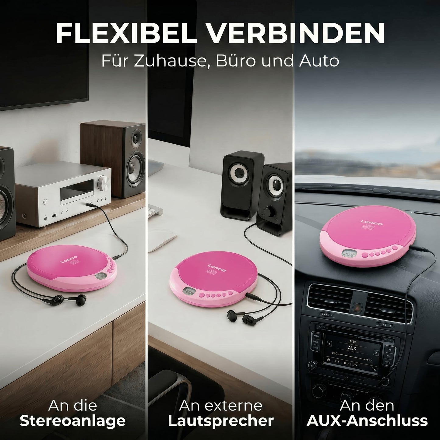 Lenco CD-011PK - CD player - Also for children - Discman - Portable