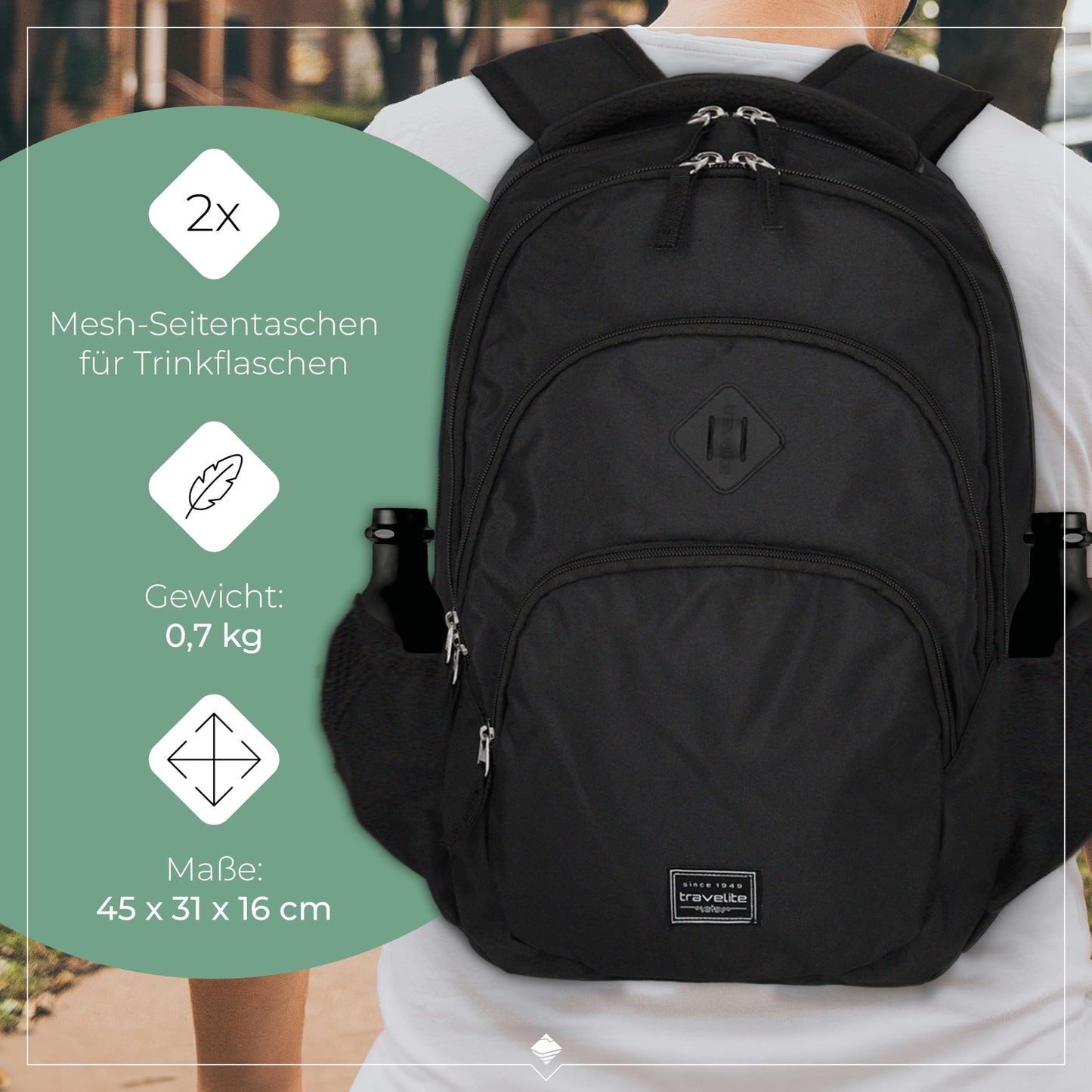 Travelite Basics Backpack - Laptop 15.6 inch, hand luggage, 45 cm, 22 liters - 096308-01