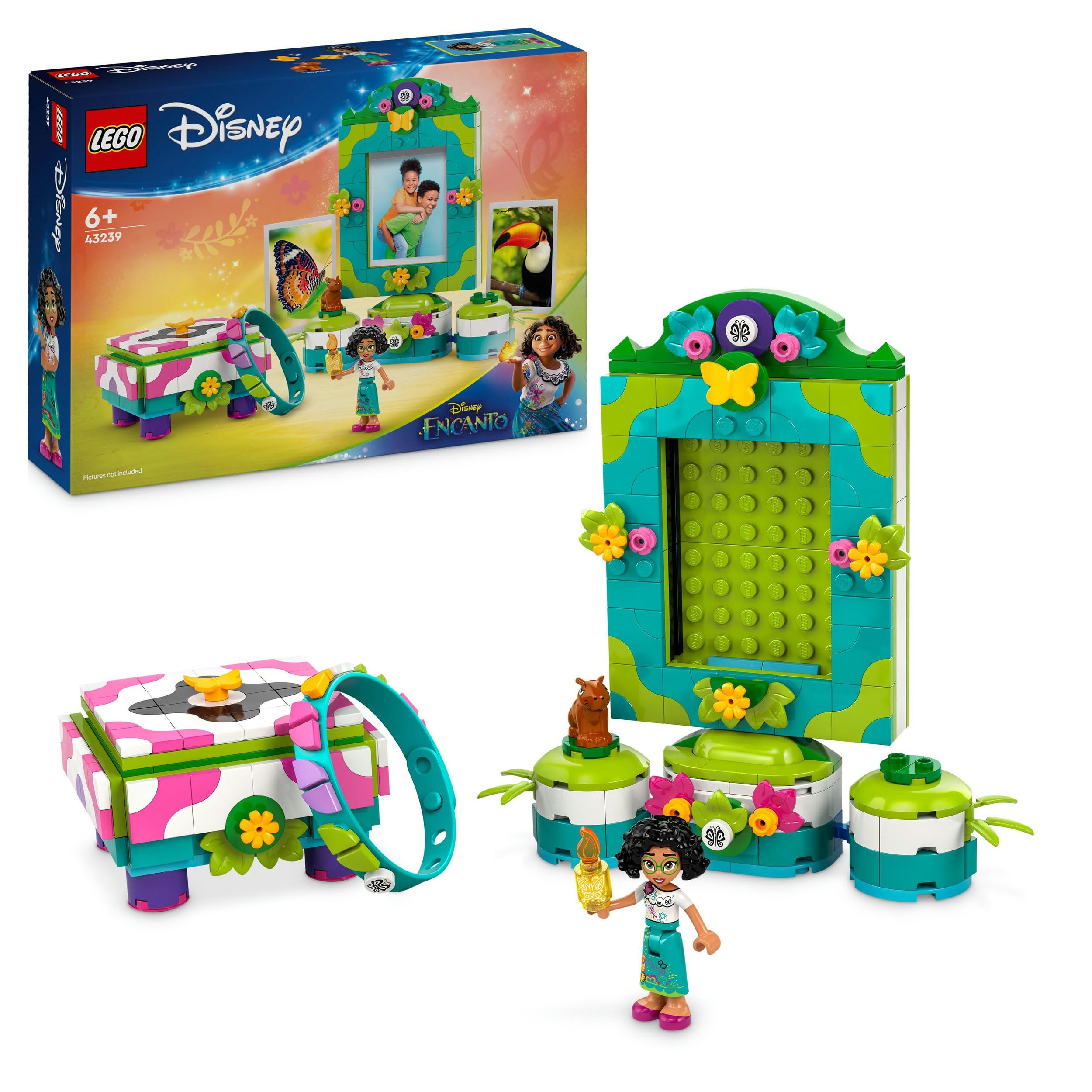 LEGO ǀ Disney Encanto Mirabels photo frame and jewelry box, building set for children with toy bracelet and the Mirabel Madrigal toy figure, gift for girls and boys aged 6 and over 43239