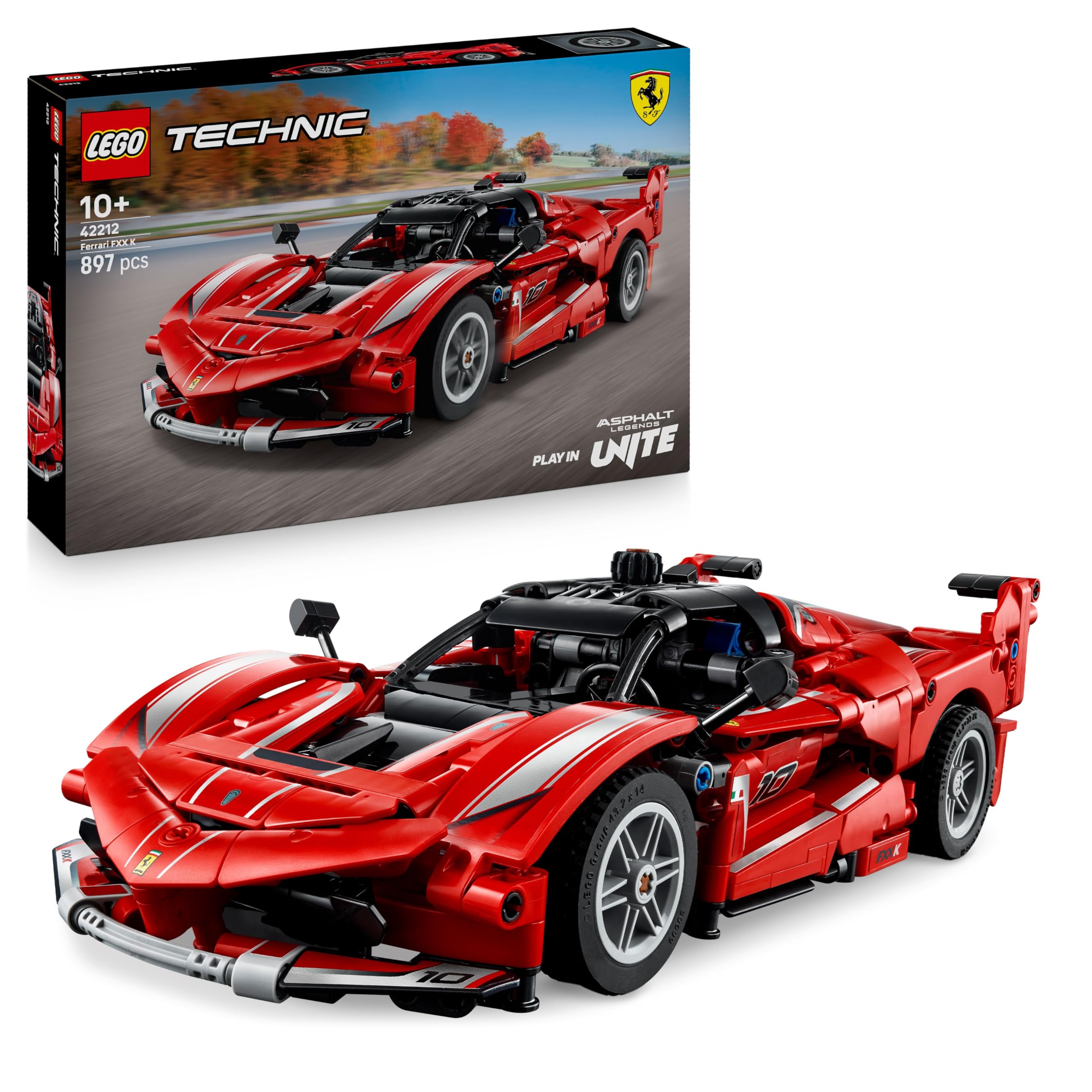 LEGO Technic Ferrari FXX K racing car toy - car model to build and display with V12 engine and movable pistons - motorsport gift for boys aged 10 and over - 42212