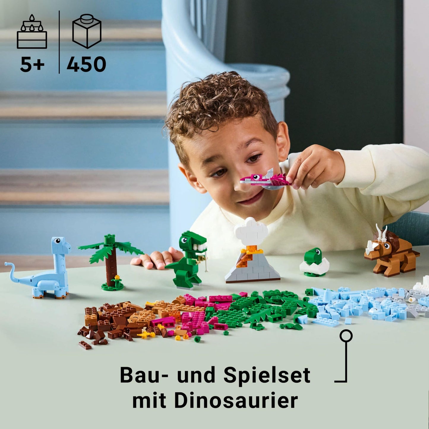 LEGO Classic Creative Dinosaurs, building set with models and animal figures made of bricks, imaginative play experience, gift for boys and girls aged 5 and up, including T.Rex and Triceratops 11041