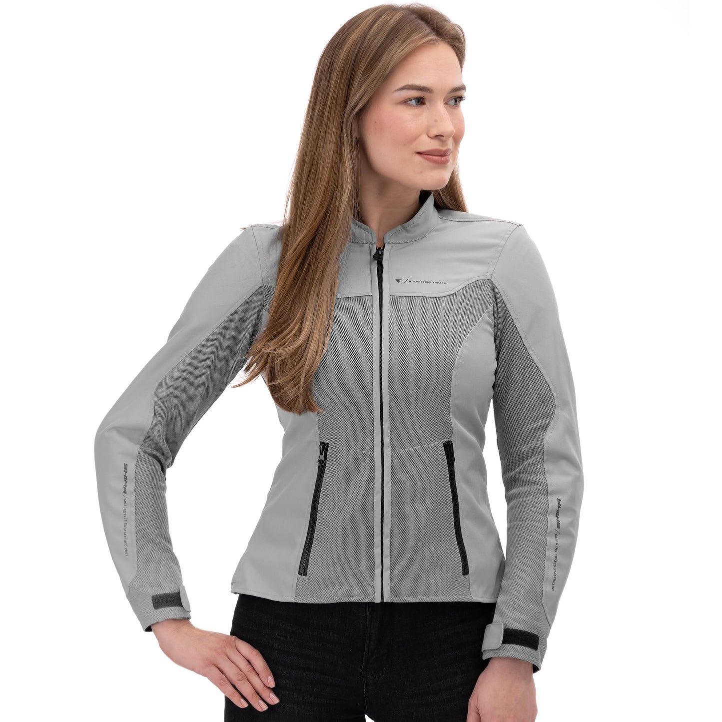 SHIMA OpenAir Motorcycle Jacket Women's with Protectors AirForce Back Protector Motorcycle Jacket Summer Mesh Ventilated Textile Jacket Protective Jackets Protector Jacket Airy (Women, Grey, M) - OPENAIR