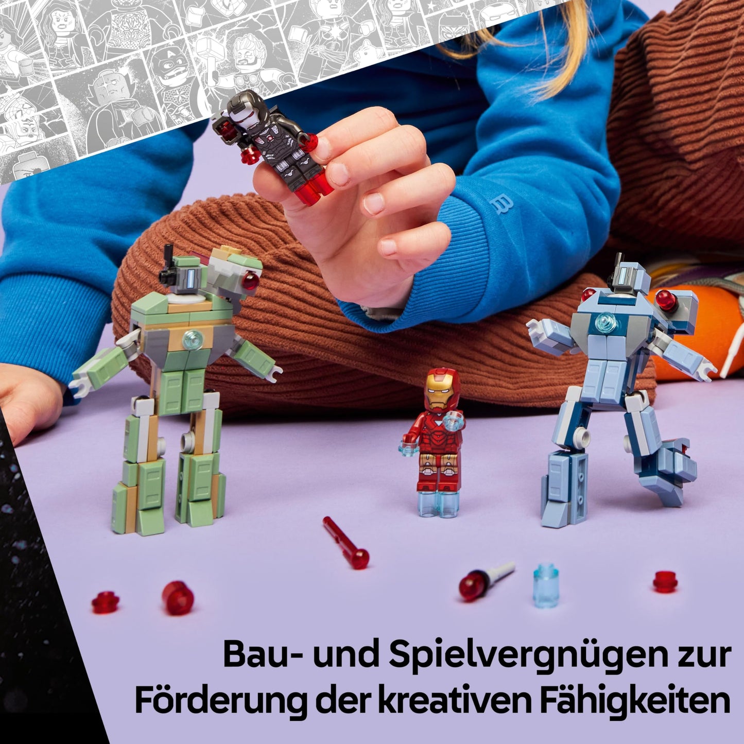 LEGO ǀ Marvel Iron Man & War Machine vs. Hammer Drones - Building Toy with 2 Minifigures & 2 Action Figures with Stud Shooters - Super Hero Gift for 7+ Year Old Boys - 76320