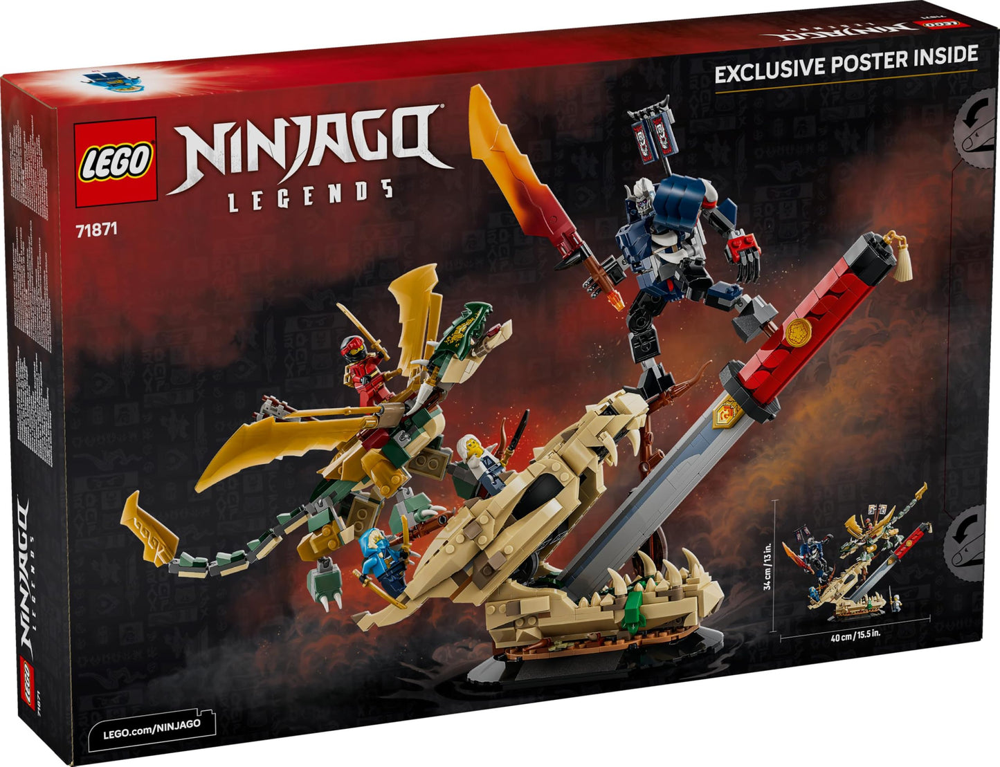 LEGO NINJAGO Showdown on the Dragon Blade - Ninja toy with dragon, mech action figure & 4 minifigures with katanas - children's room decoration - gift idea for ages 9 and up and fans - 71871