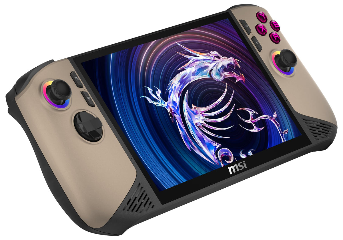 MSI Claw 8 AI+ Gaming Handheld, display FHD+ de 8 inch, 120 Hz, procesor Intel Core Ultra 7 258V, 32 GB RAM, 1 TB SSD, grafică Intel Arc, Windows 11 Home, negru/Storm de nisip, A2VM-015 - 001T52-015