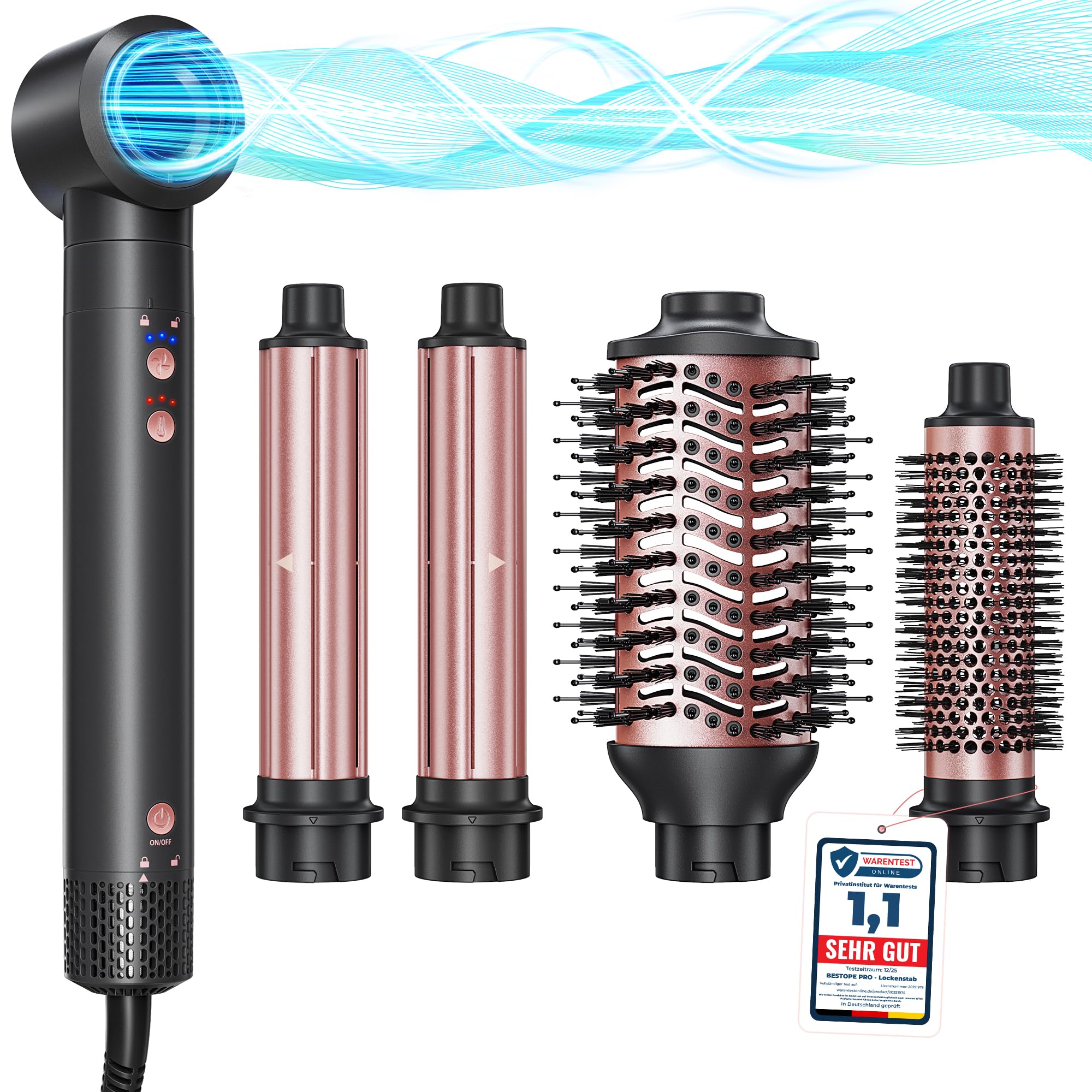 Hair styler 5 in 1 BESTOPE PRO - 110,000 RPM high-speed ion travel hair dryer, multi-hair styler set, for volumizing professional hair stylers, automatic air curling iron - MS-D13A