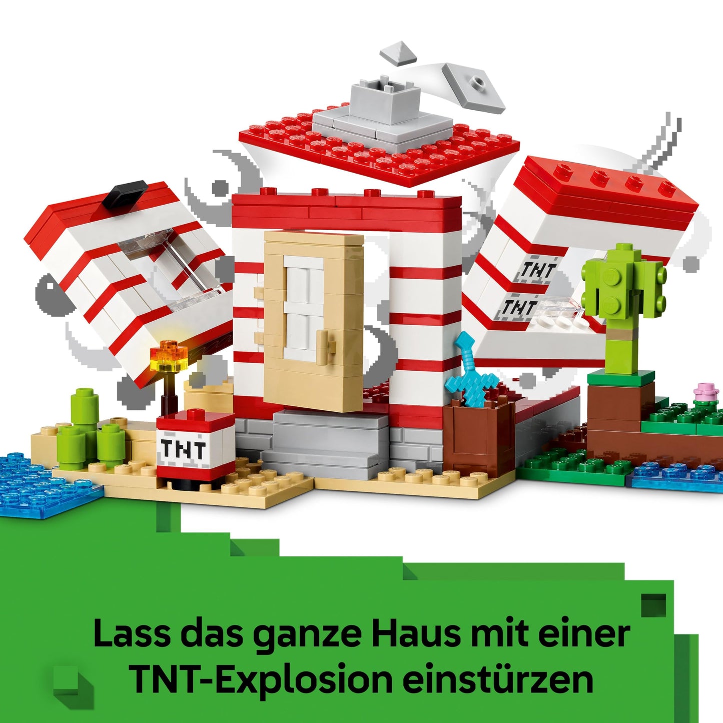 LEGO Minecraft The TNT Jungle House - Gamer toy for children - Interactive playset with boat, Steve, Creeper and Zombie minifigures - Gaming gift for girls and boys aged 8 and up - 21275