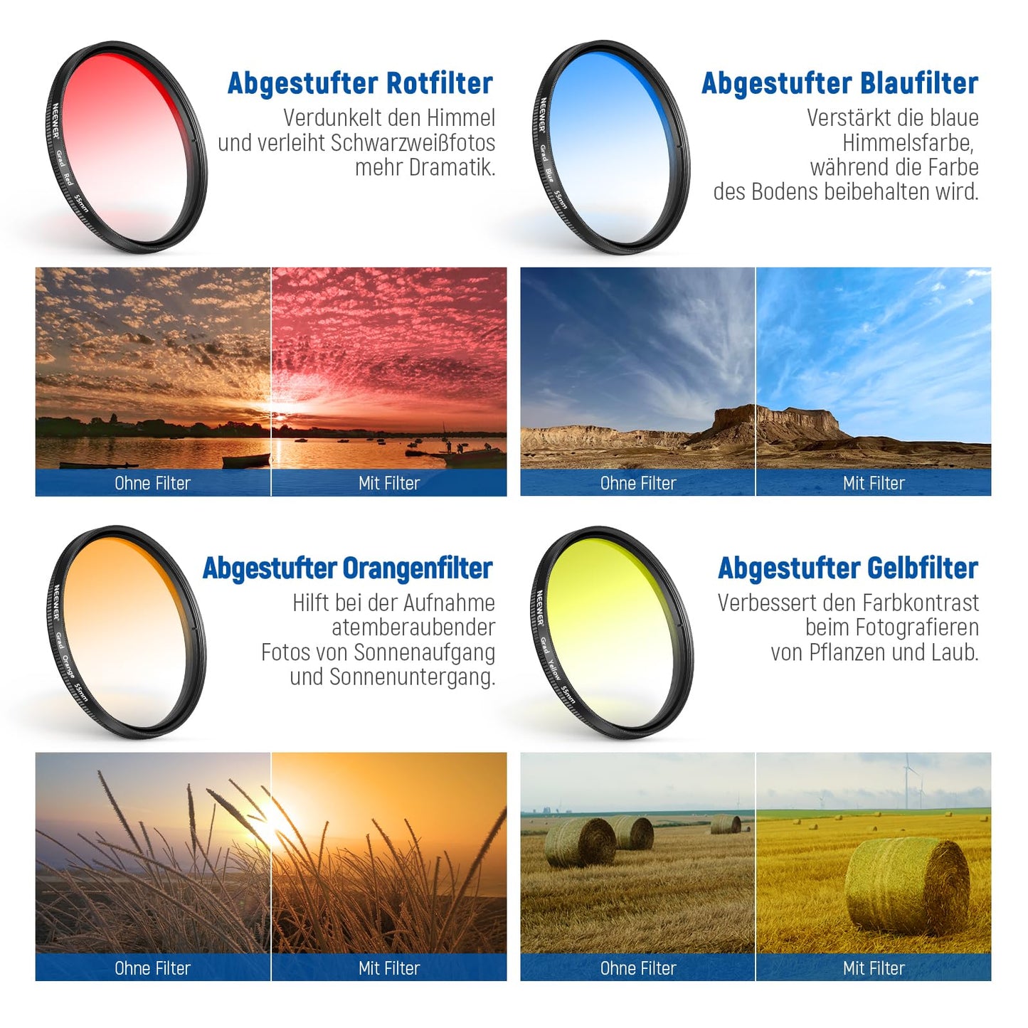 NEEWER 55mm ND + CPL + Star + 4 gradient filter set - 10102107