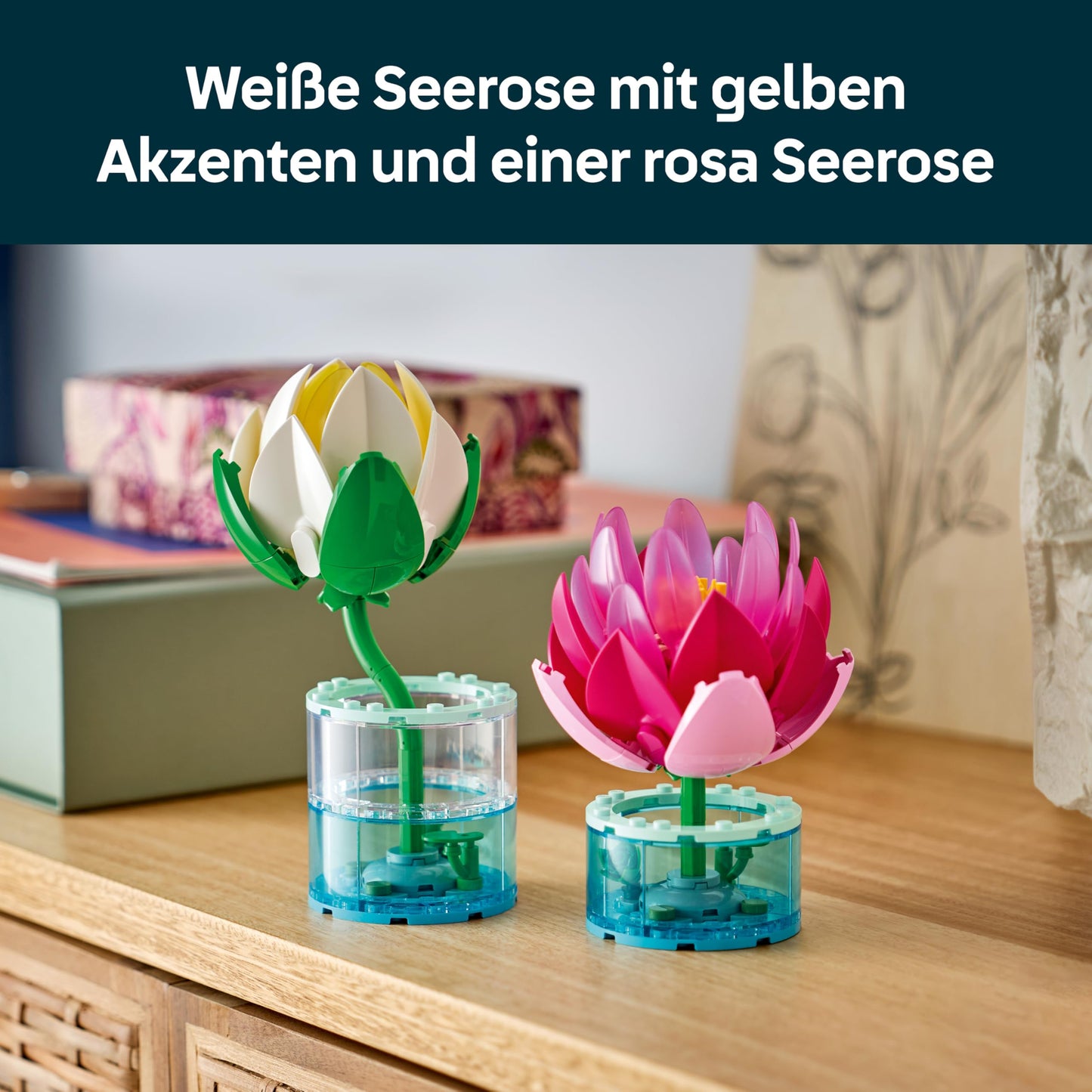 LEGO Botanicals Water Lilies - Artificial Flower Set with 2 Artificial Potted Plants in Transparent Vases - DIY Children's Room Decoration - Gift for Girls Ages 9 and Up & Adult Flower Lovers - 11511