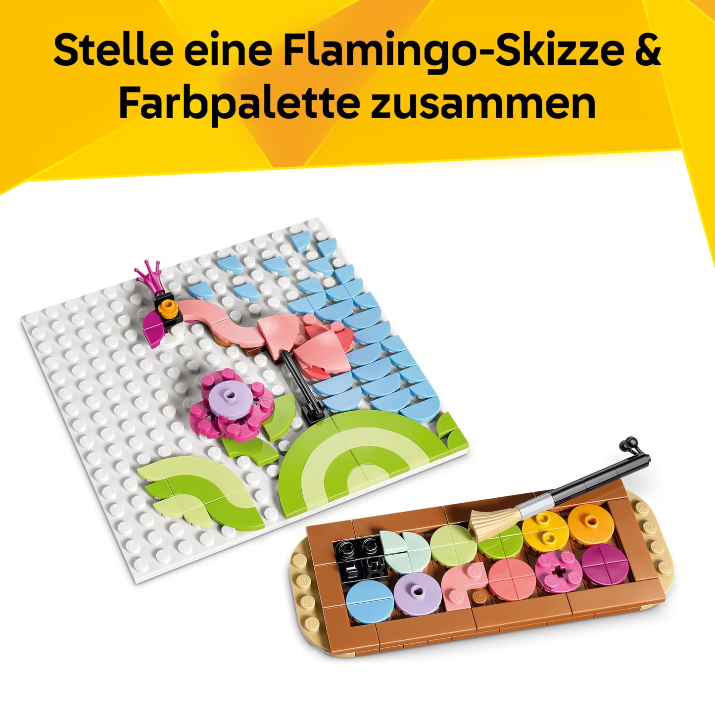LEGO Creator 3-in-1 set of decorative flower paintings - 3D model building - 3 construction options: painting, picture frame or flamingo sketch - children's room decoration - gift idea for children aged 8 and over - 31390