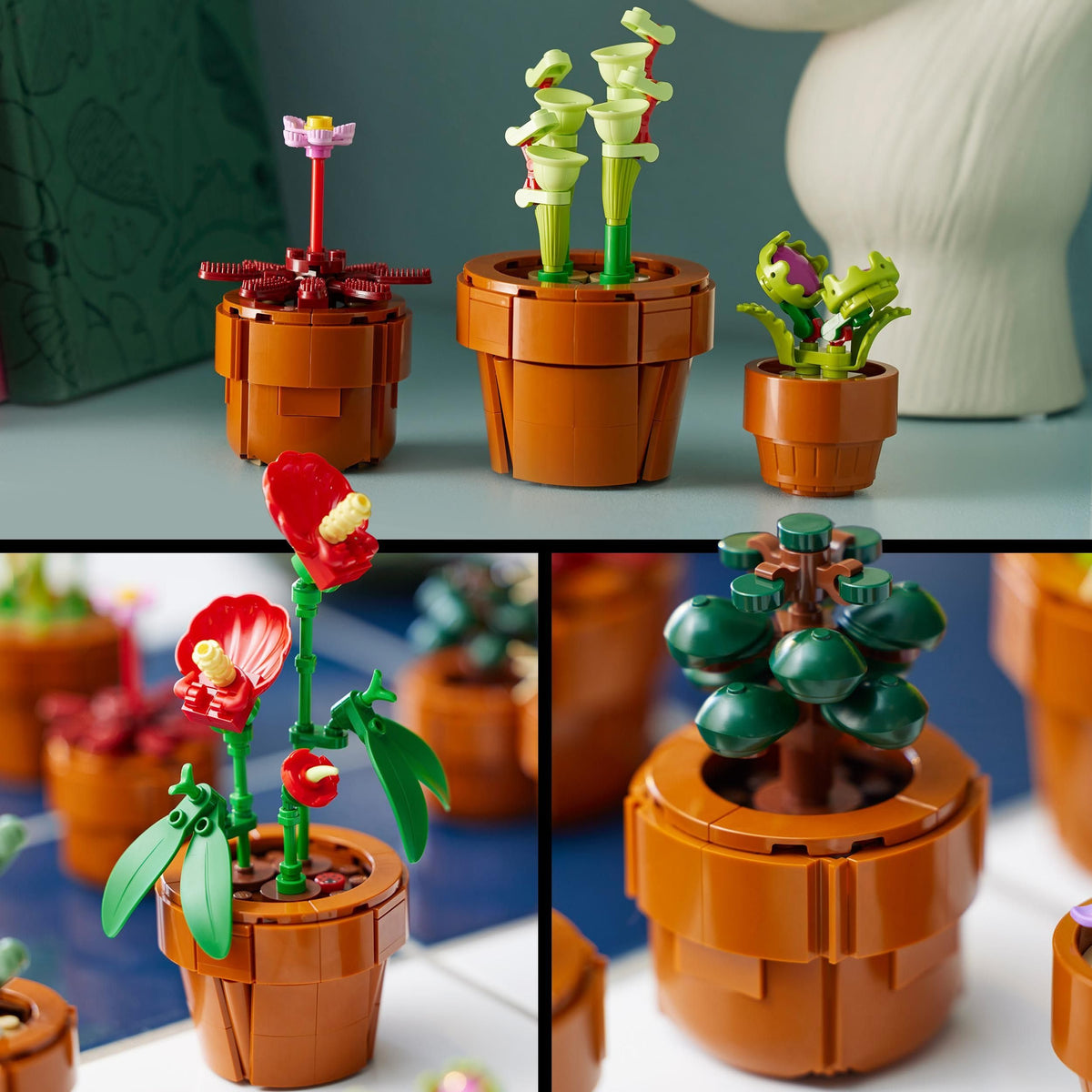 LEGO 10329 Icons Mini Pflanzen, 9 flori artificiale de construit, set de colecție Botanical Collection pentru adulți cu ghiveci de teracotă de construit, decor pentru casă, cadou pentru femei și bărbați