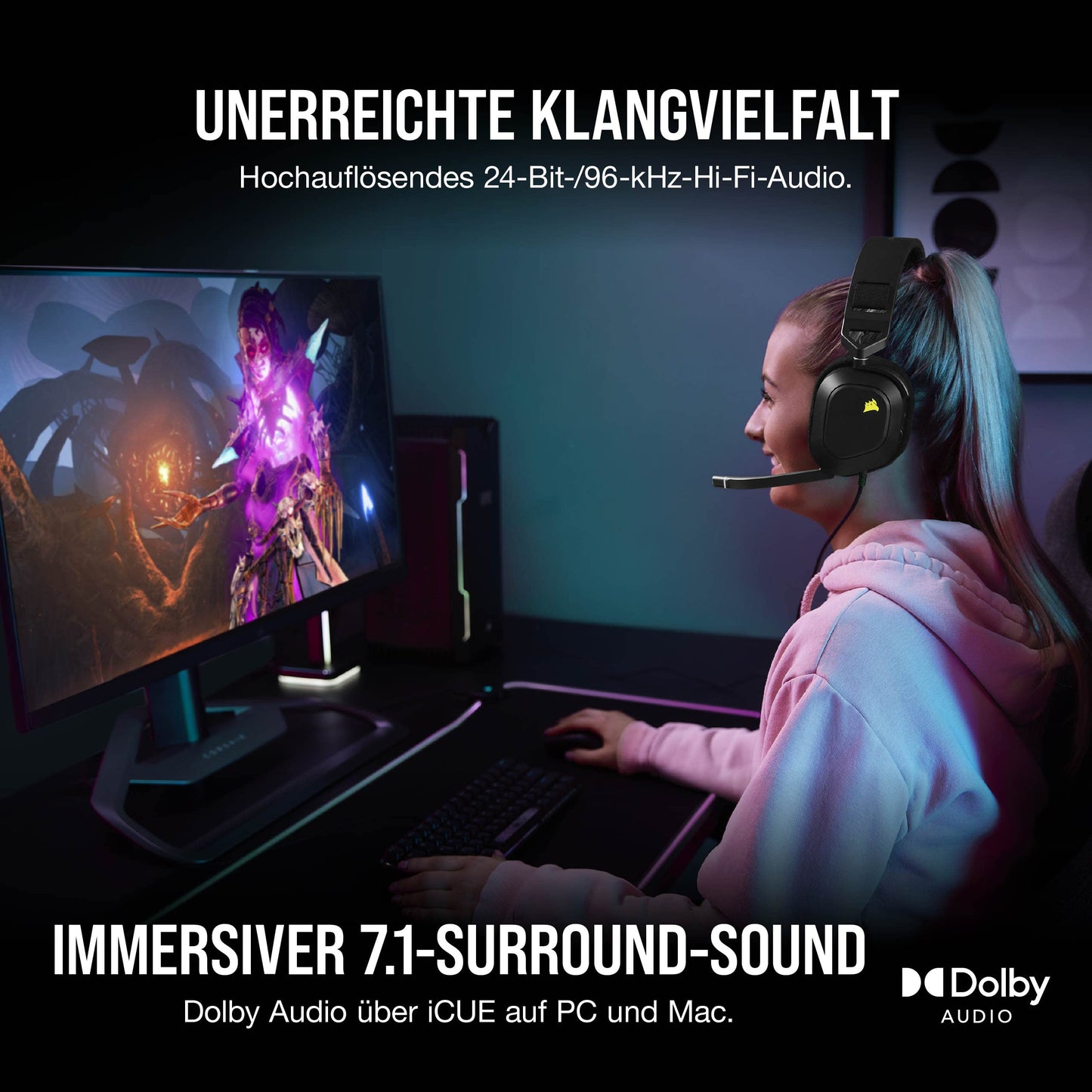 Corsair HS80 RGB USB Gaming Headset Dolby Audio CA-9011237-EU