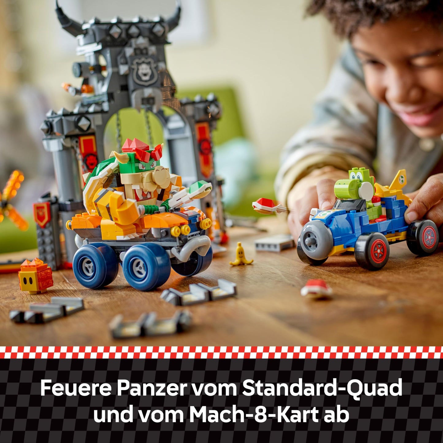 LEGO Super Mario: Mario Kart - Bowser's Castle - Interactive toy with 2 cars and 4 figures with Yoshi - Creative playset for children - Gamer gift for boys and girls aged 9 and up - 72039