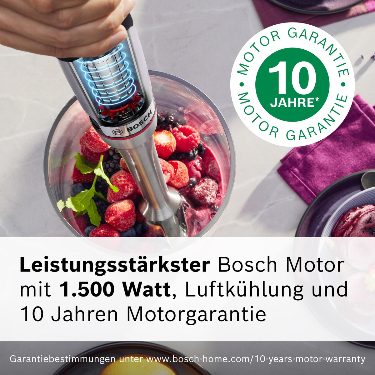 Bosch Hand Blender, Mixing Cup, Universal Chopper, Stainless Steel Blades, Dishwasher Safe, Spiral Cable, 1500 Watts, ErgoMaster Series 8 MSM8M930