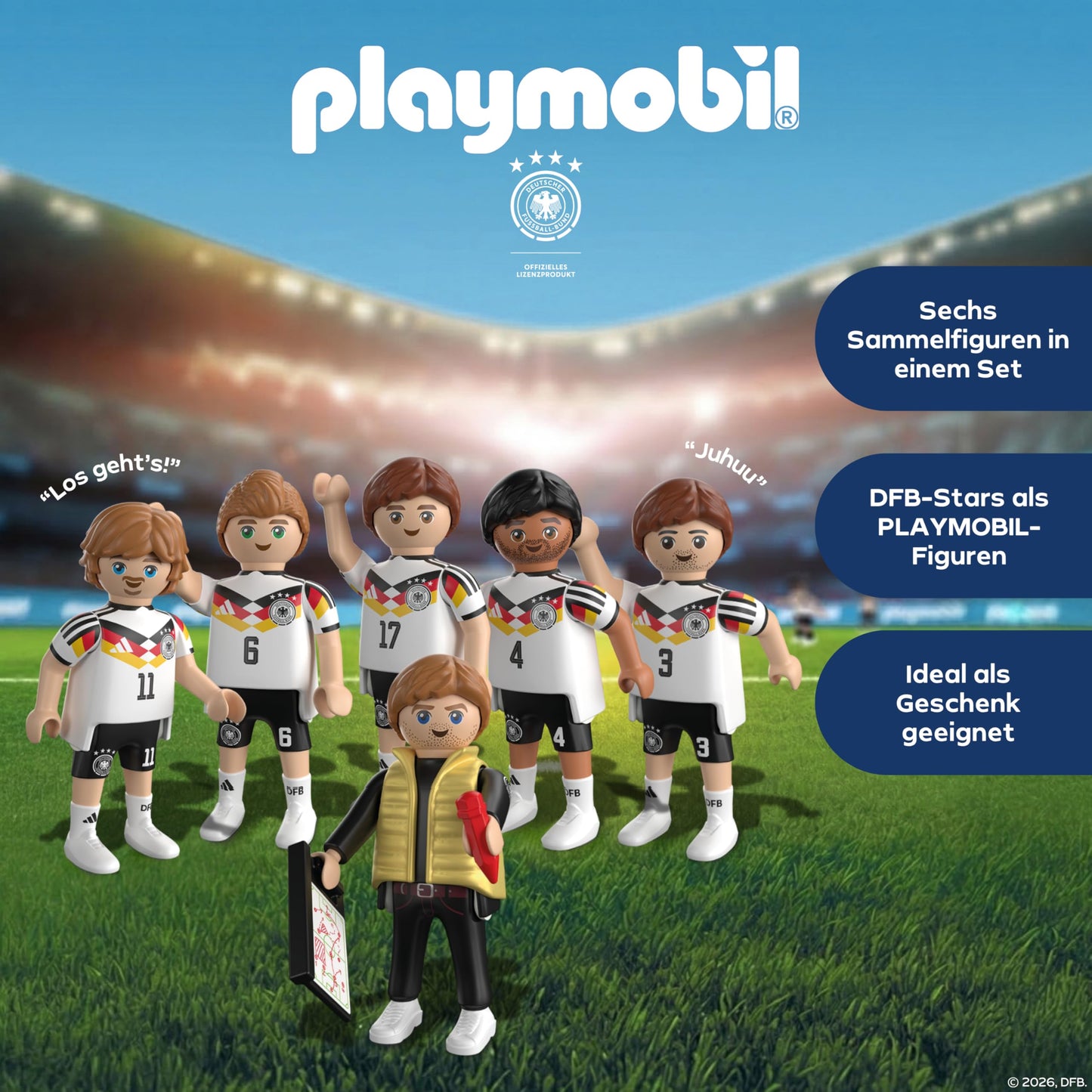 PLAYMOBIL | DFB | World Cup Collector's Set 1 | Football World Cup with Florian Wirtz, Jonathan Tah, Nick Woltemade, Joshua Kimmich, Waldemar Anton & trainer | 210449