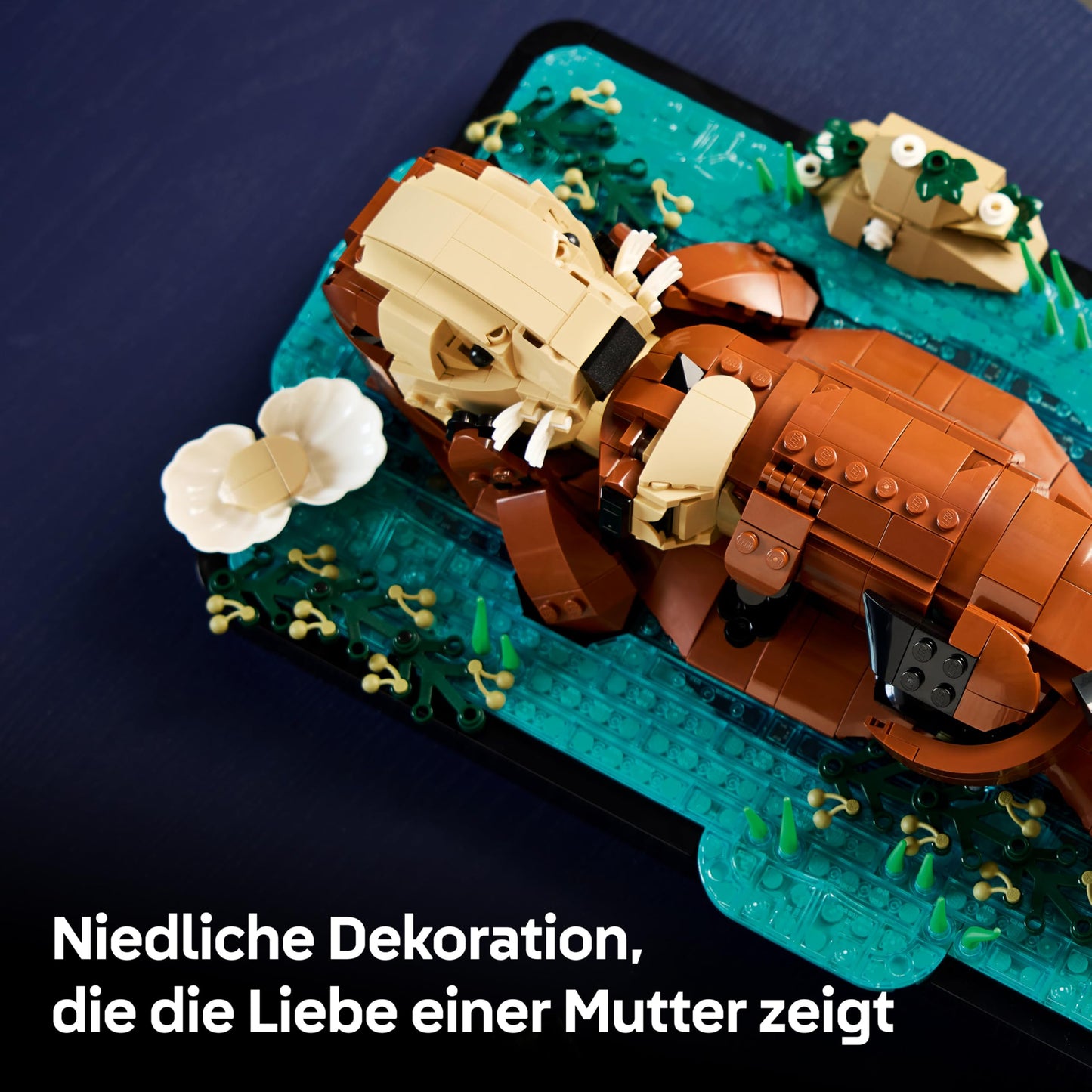 LEGO Ideas Swimming Otters - Model Building for Adults - 3D Puzzle with Sea Otter Figures (Mother & Cub) - DIY Decoration for Shelf or Living Room - Gift Idea for Art & Craft Fans - 21366
